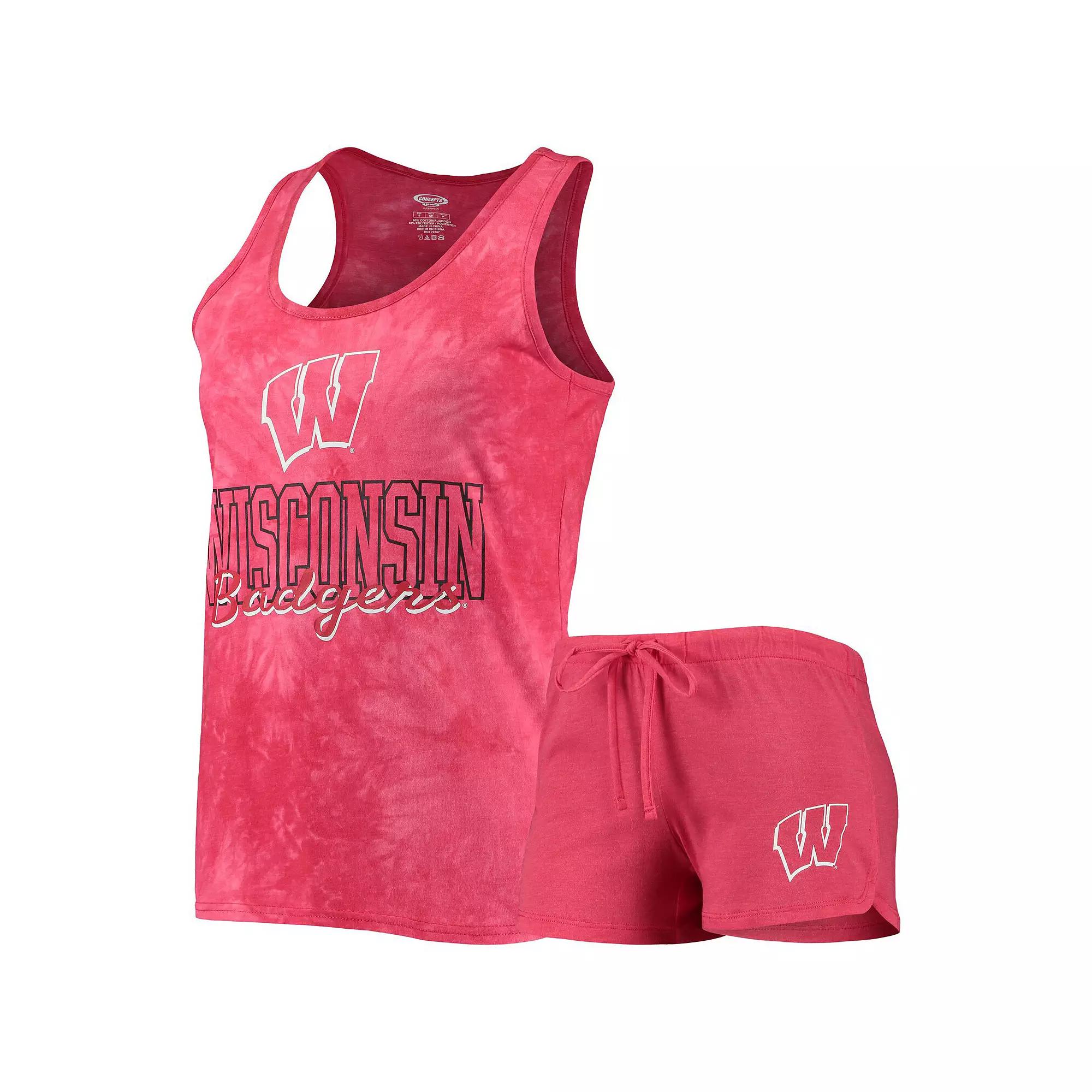 Women's Concepts Sport Red Wisconsin Badgers Billboard Tie-Dye Tank Top & Shorts Set, Size: Small Product Image