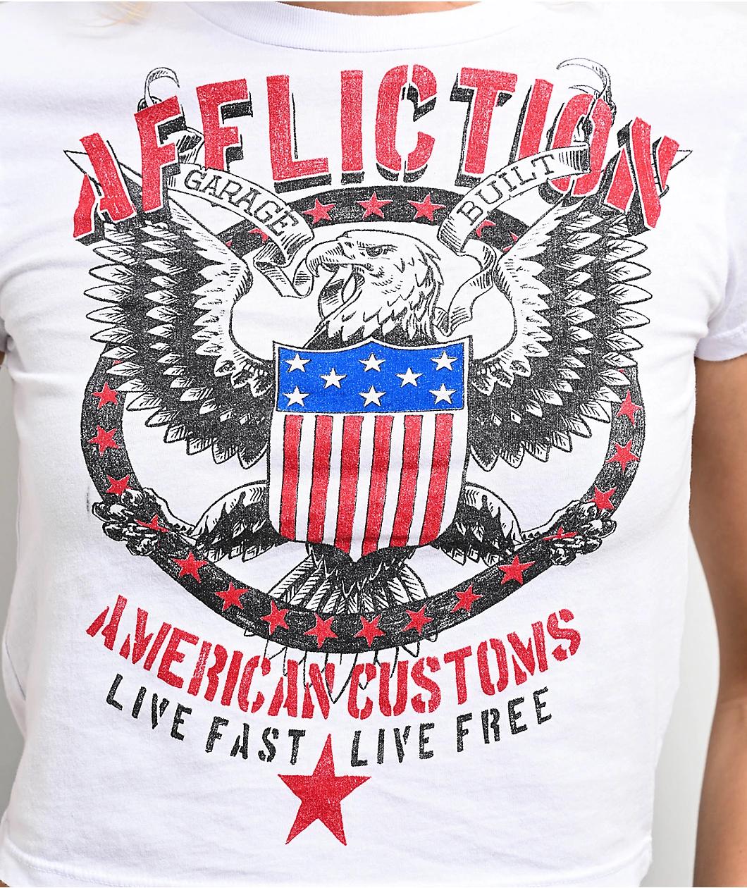 Affliction Live Fast White Crop T-Shirt Product Image