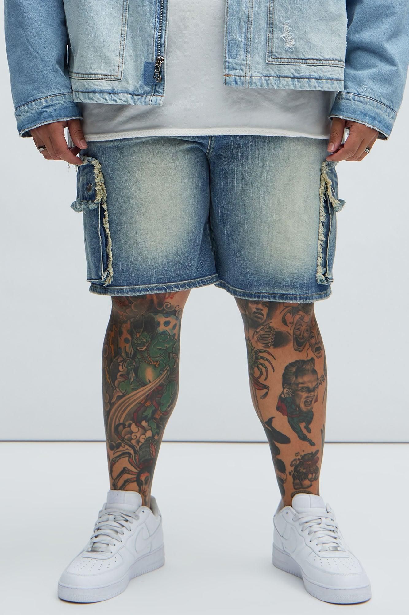 Rush Home Denim Cargo Shorts - Light Blue Wash Product Image