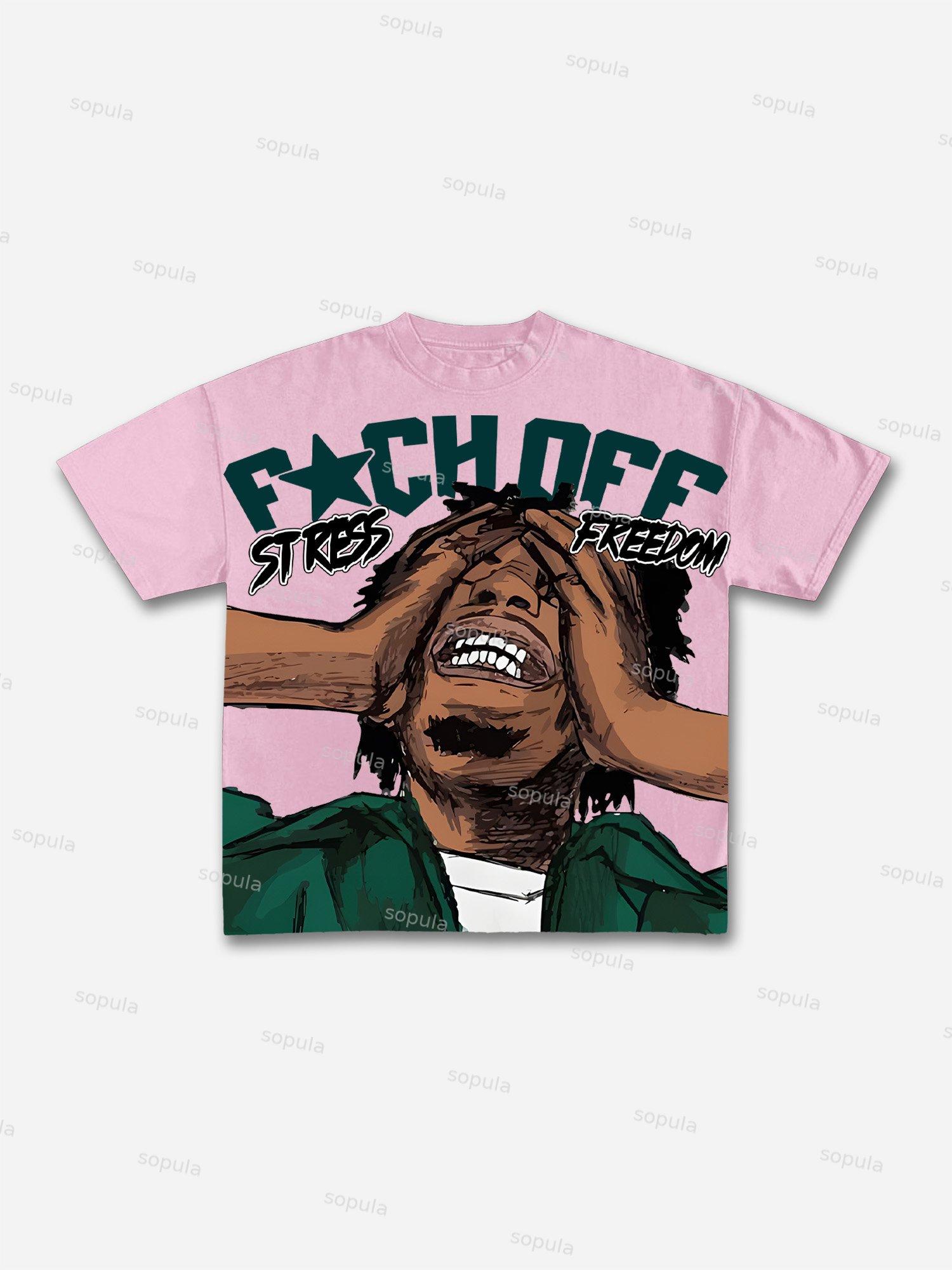 Vintage Stress Freedom Print Graphic T-Shirt Product Image