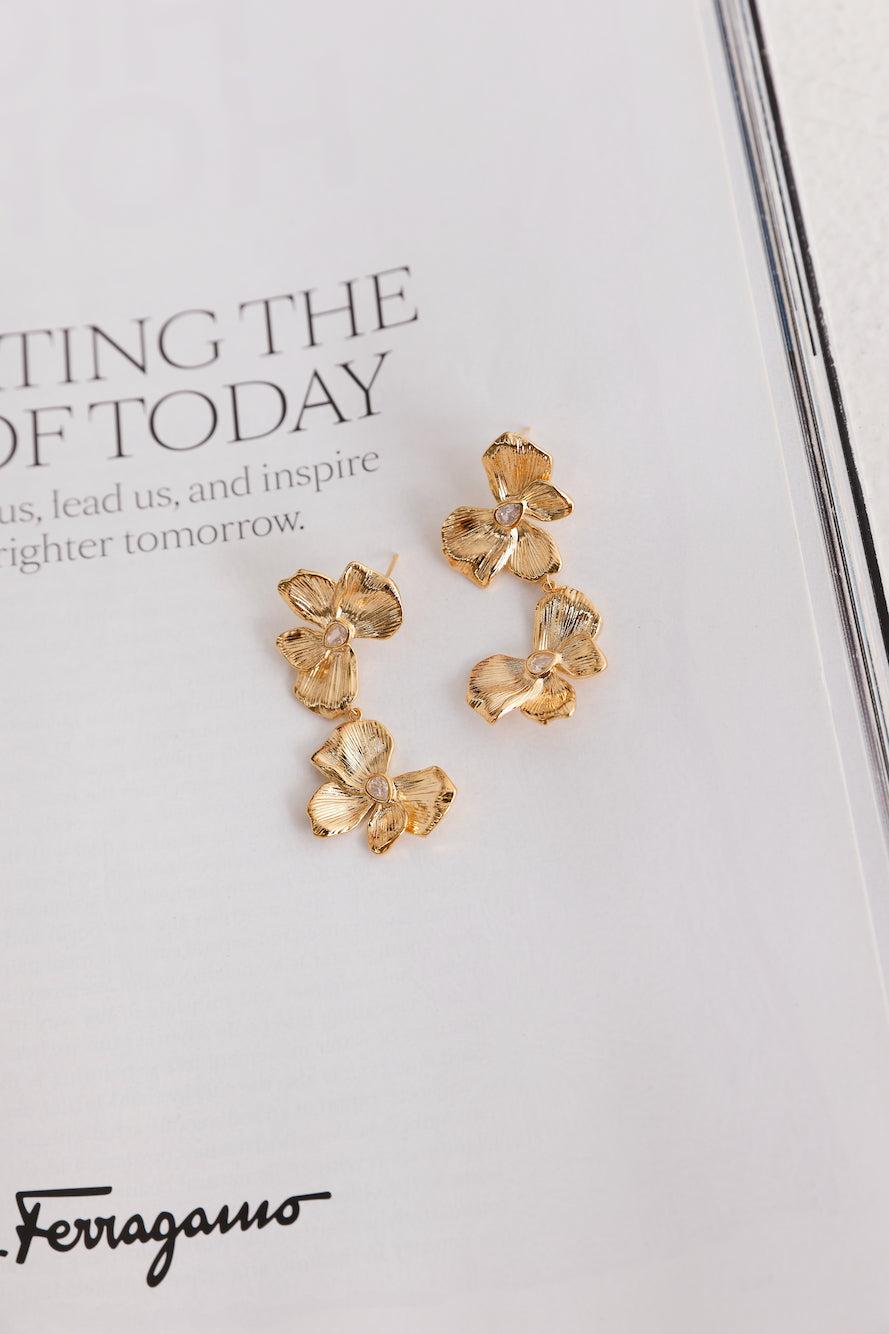 18k Gold Plated Trendier Earrings Gold Product Image