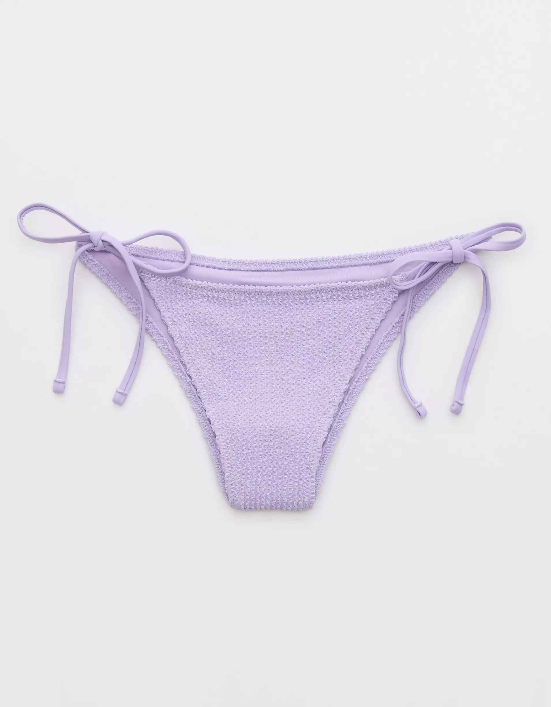 Aerie Shimmery Crinkle Cheekiest Tie Bikini Bottom Product Image