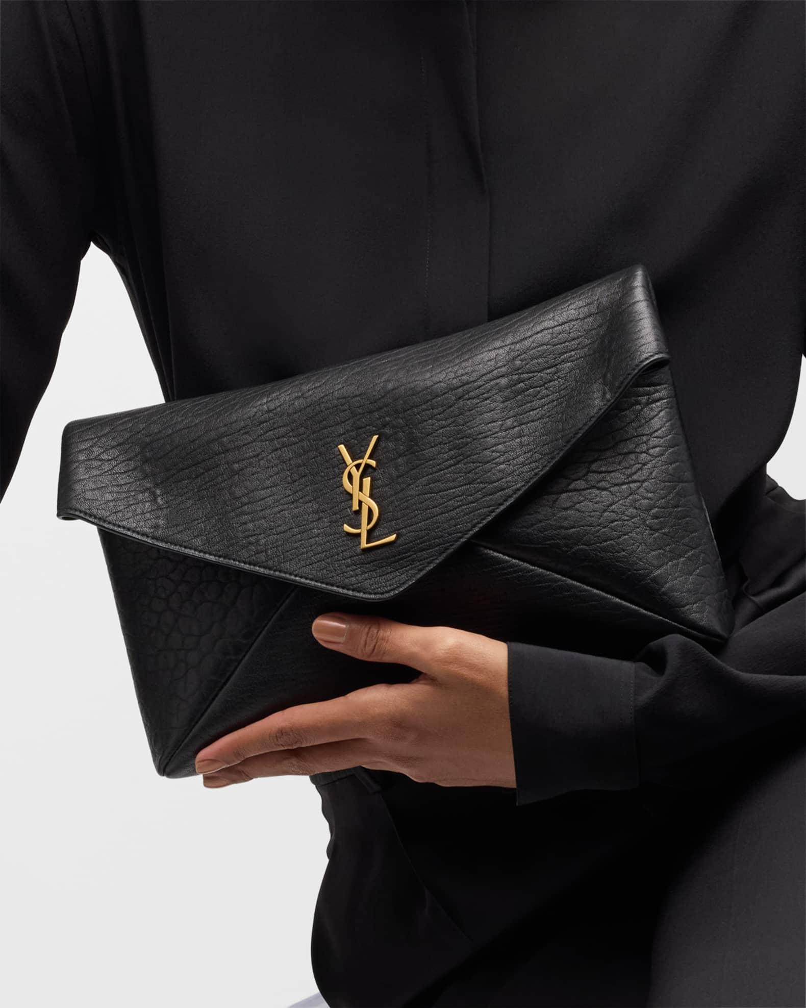 Large YSL Envelope Pouch Clutch Bag in Leather  Product Image