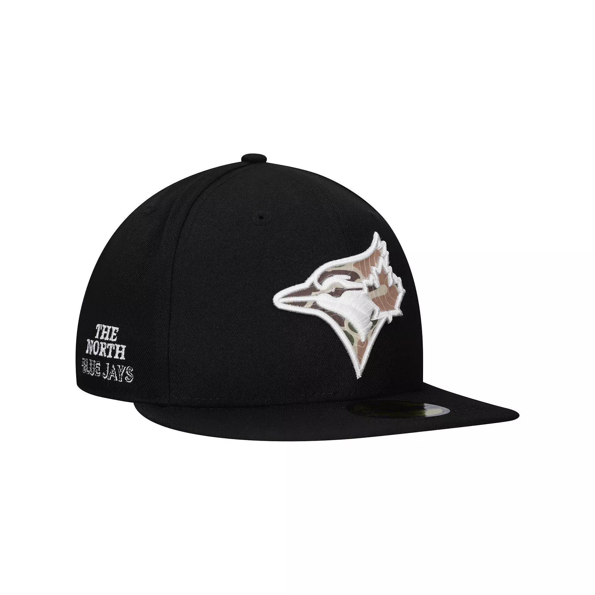 Men's New Era Black Toronto Blue Jays Troop Chant Camo Undervisor 59FIFTY Fitted Hat, Size: 7 5/8, Jay Black Product Image