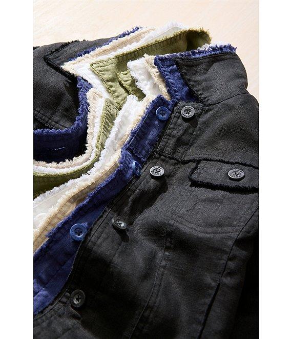 Tommy Bahama Two Palm Raw Edge Point Collar Long Sleeve Button Front Jacket Product Image