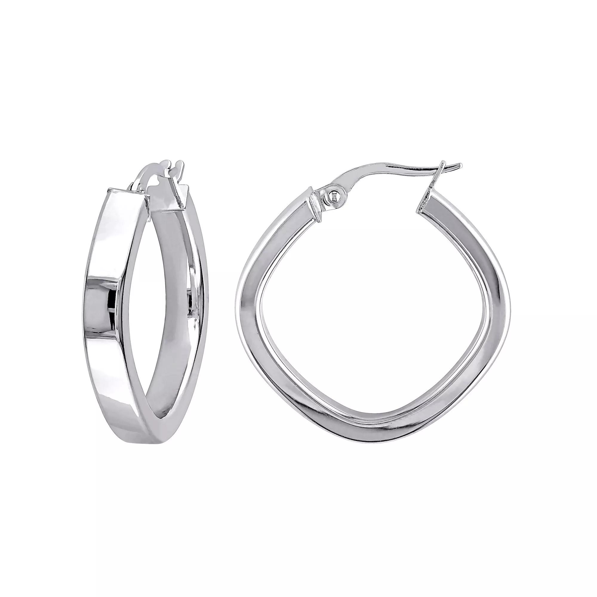 Stella Grace 10k White Gold Geometric Hoop Earrings, Women's Product Image