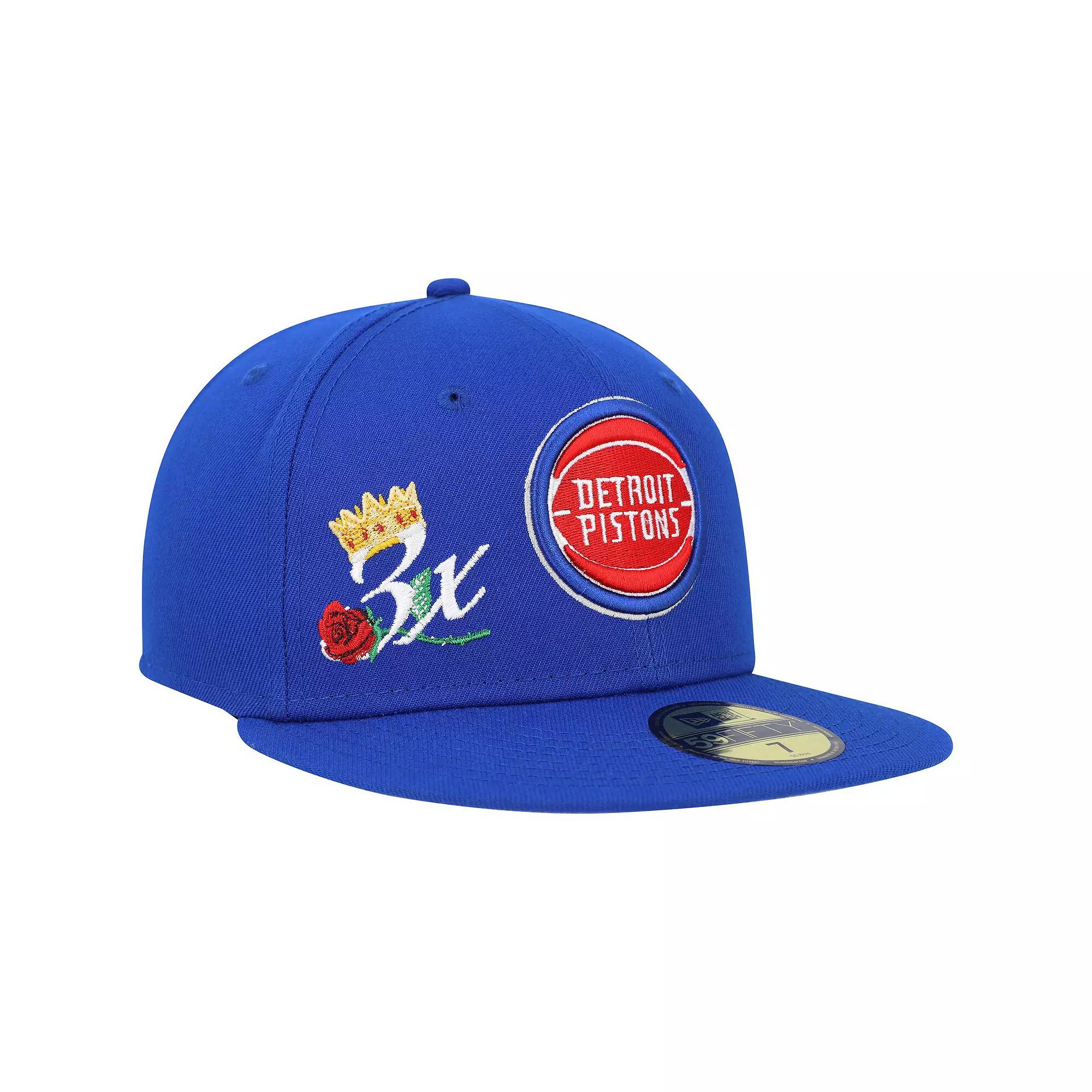 Men's New Era Blue Detroit Pistons Crown Champs 59FIFTY Fitted Hat,  Product Image
