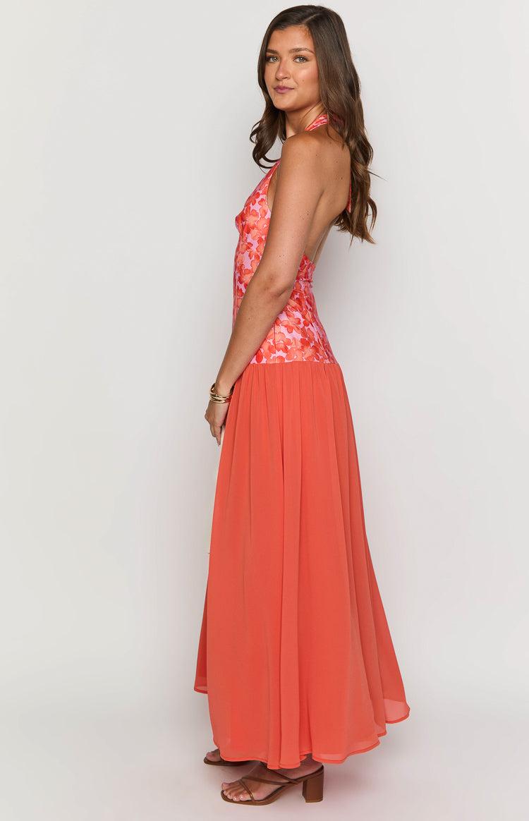 Roxanne Orange Floral Maxi Dress Product Image