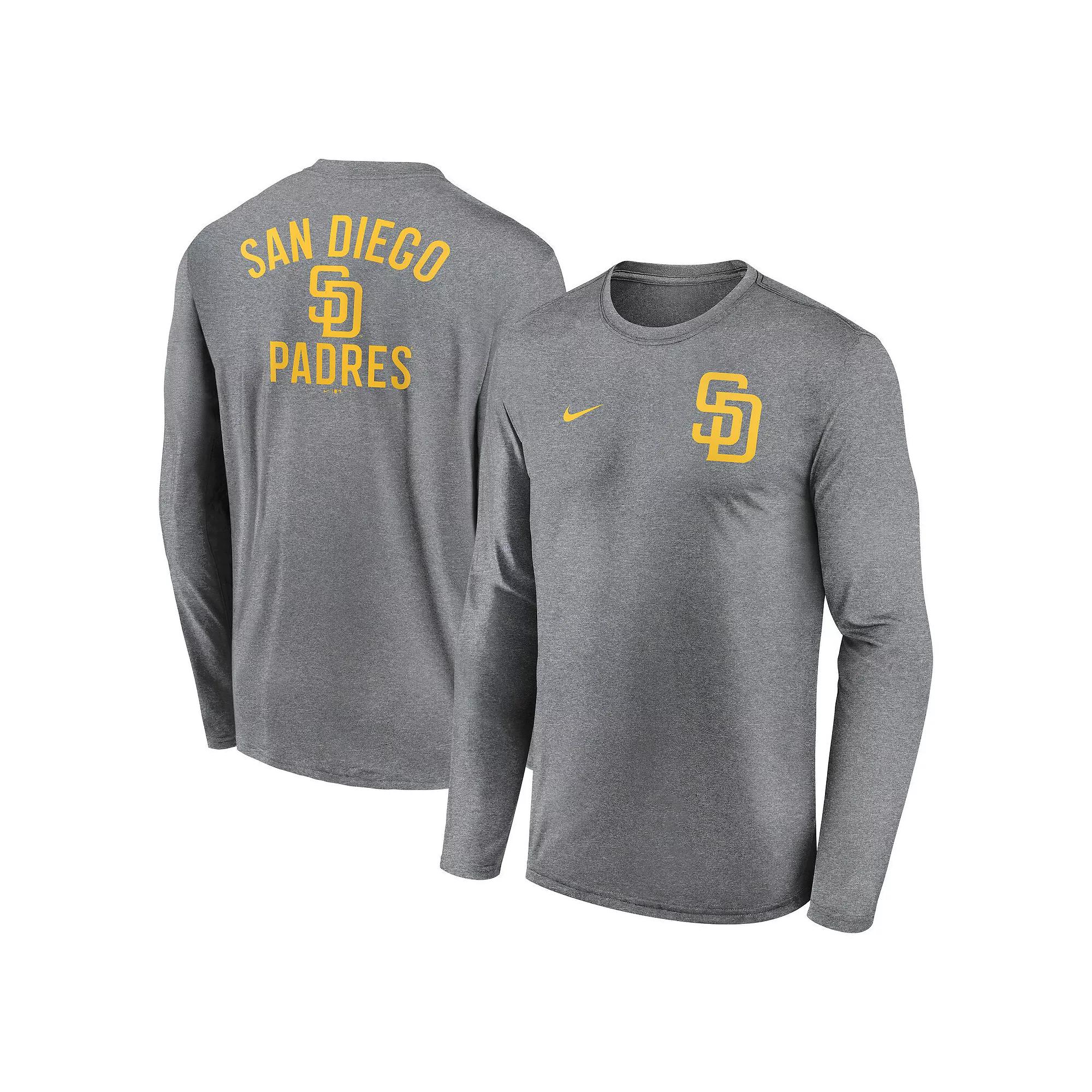 Men's Nike Heather Charcoal San Diego Padres 2-Hit Legend Performance Long Sleeve T-Shirt,  Product Image