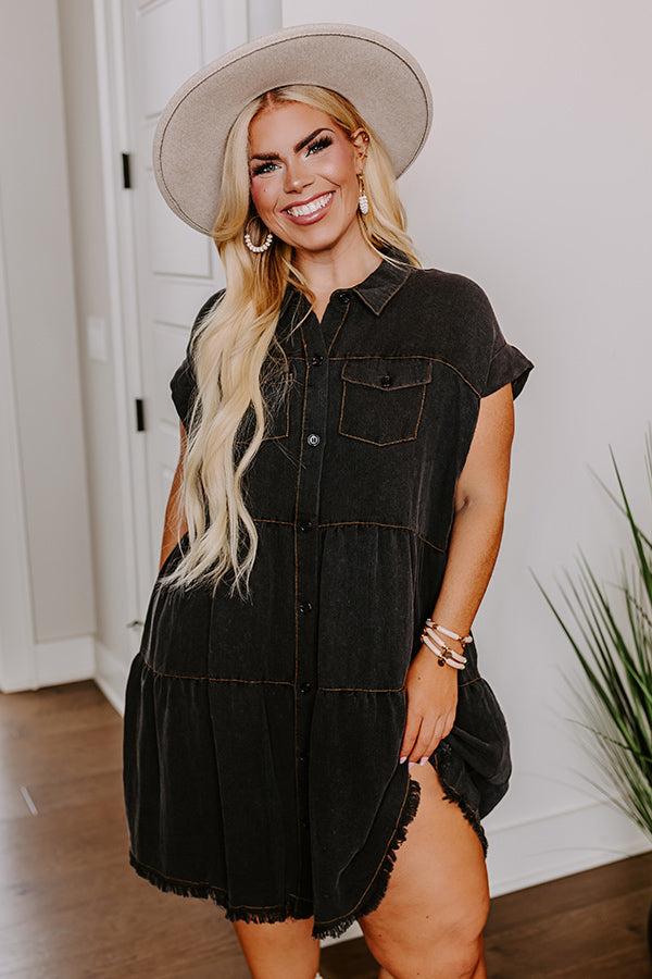 Kaleidoscope Ways Mineral Wash Mini Dress In Black Curves Product Image