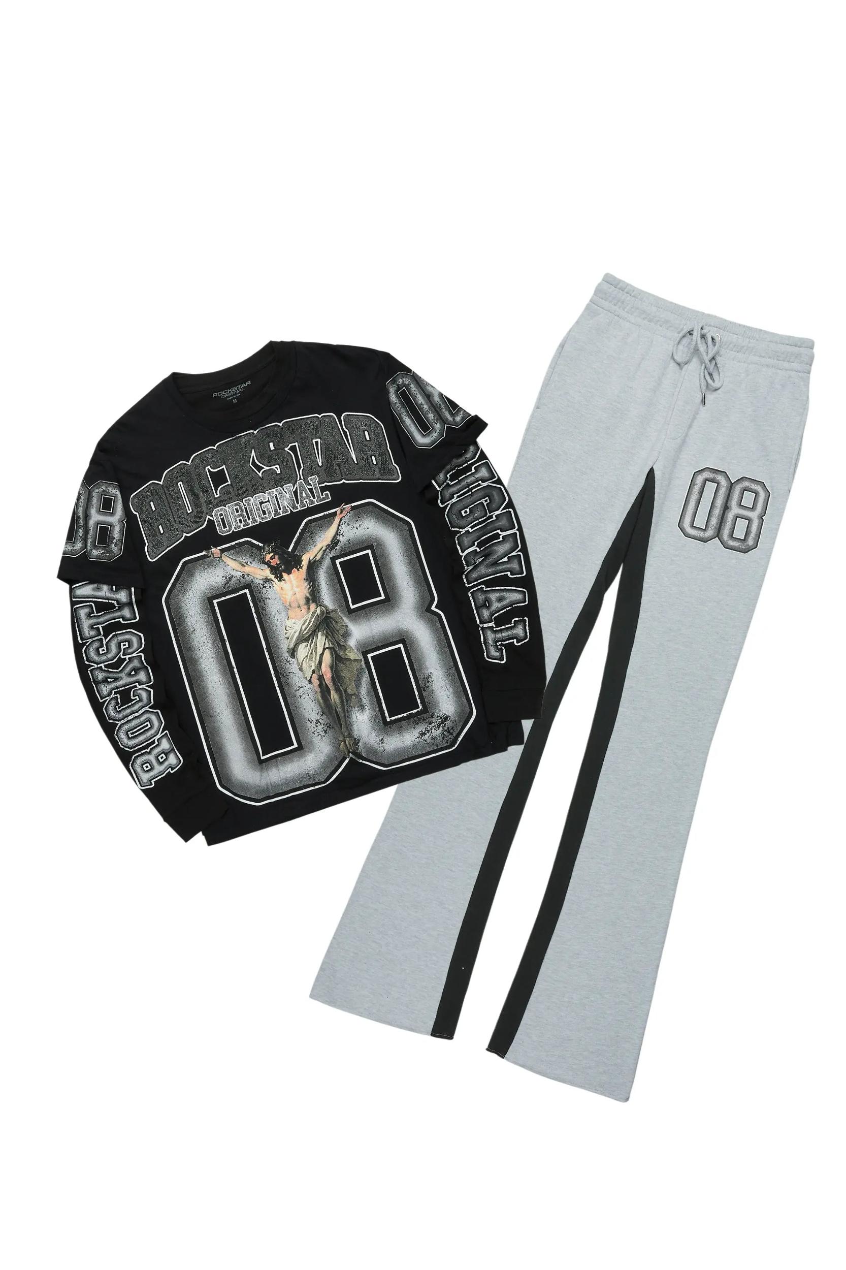 Fields Black/Grey Double Layer T-Shirt/Baggy Pant Set Male Product Image