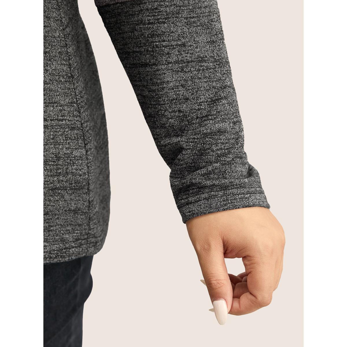 Plus Size Heather Colorblock Contrast Crew Neck T-shirt Multicolor Women Casual Texture Plain Round Neck Everyday T-shirts BloomChic 18-20/2X Product Image