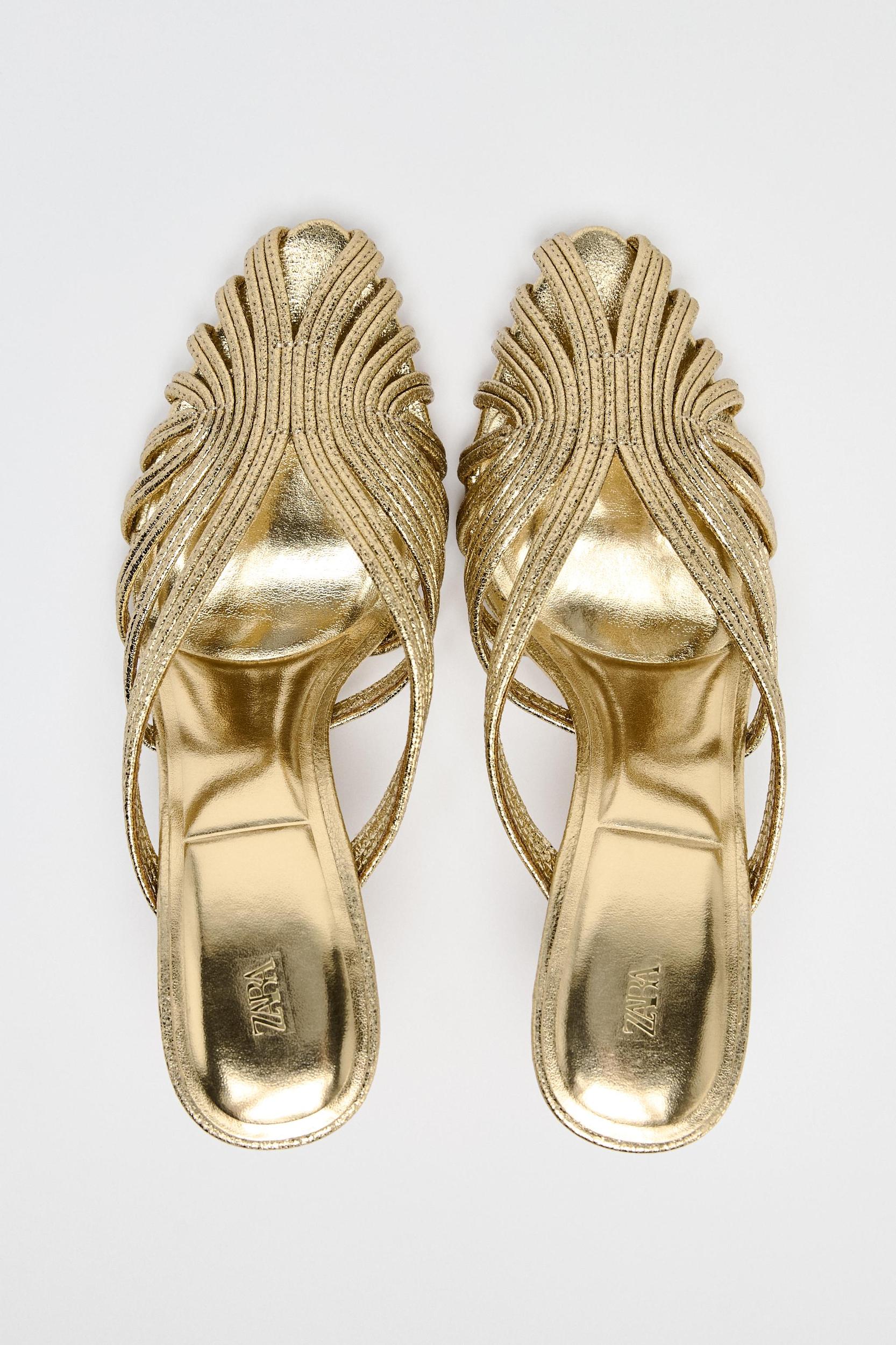 METALLIC EFFECT STILETTO HEEL SANDALS Product Image