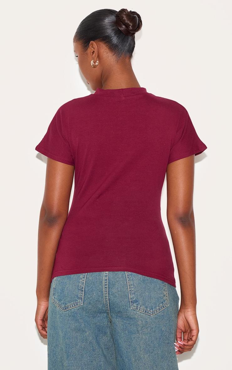 Wine Oversized Cinched Waist Detail T Shirt Product Image