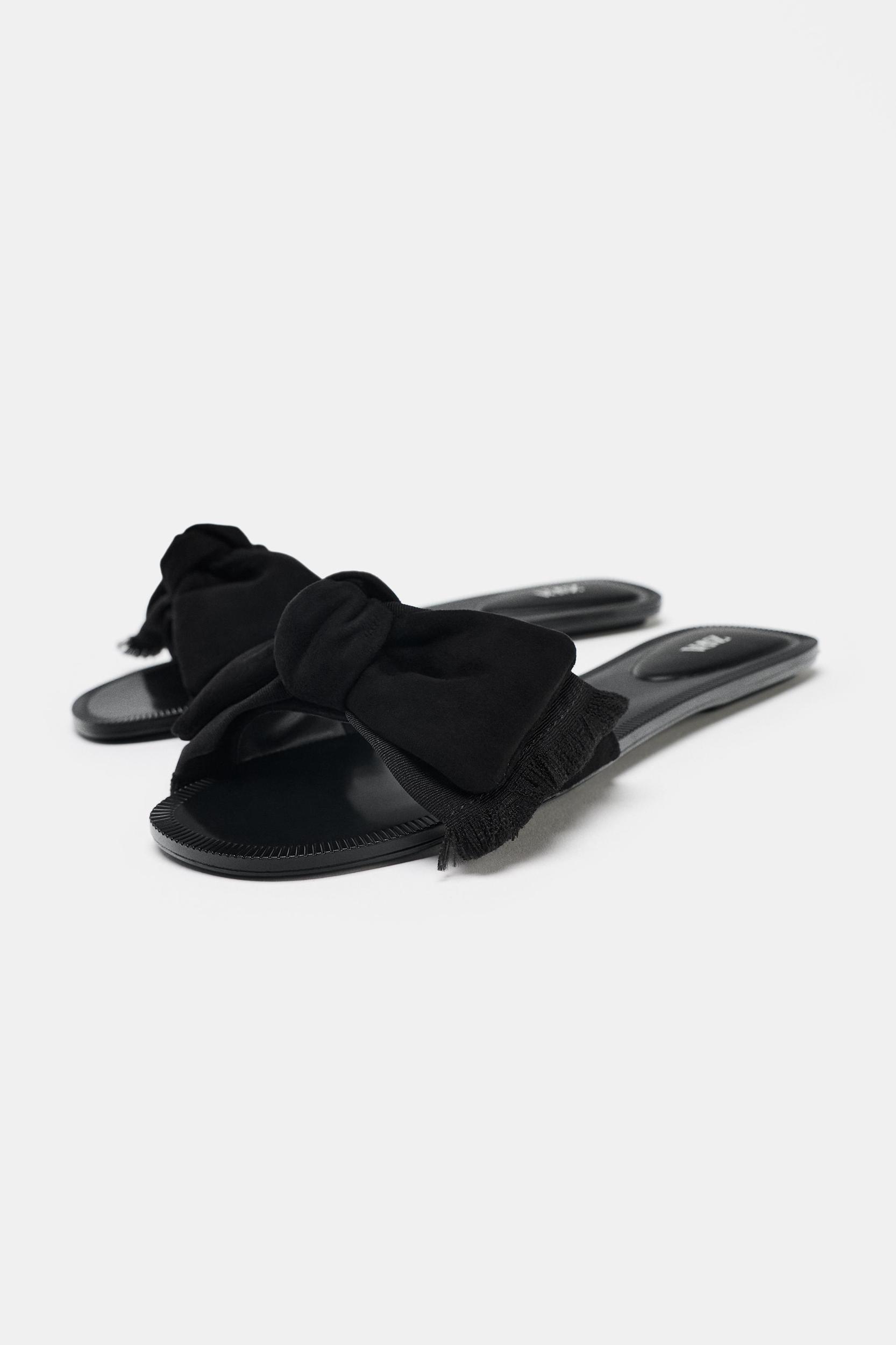 SPLIT LEATHER BOW SANDALS Product Image