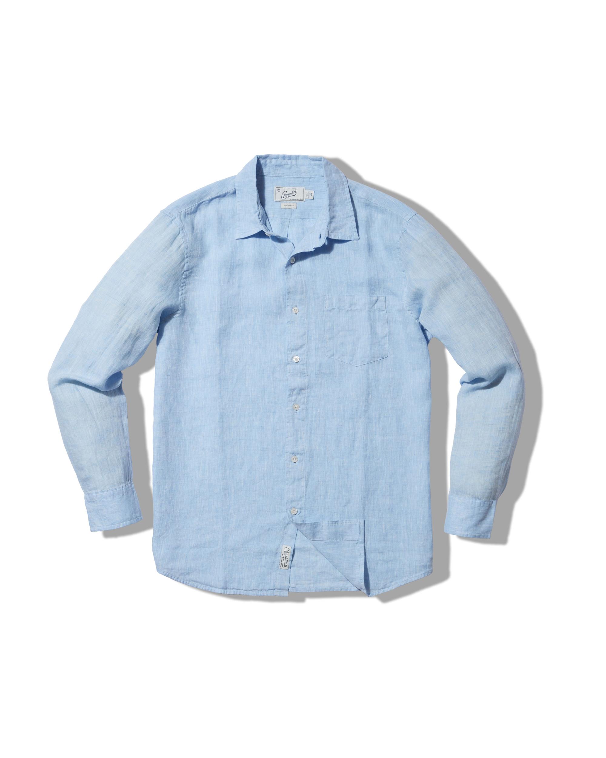Nantucket Yarn Dyed Linen Shirt - Light Blue Product Image