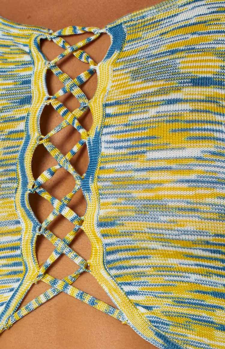 Georgie Yellow Lace Up Mini Dress Product Image