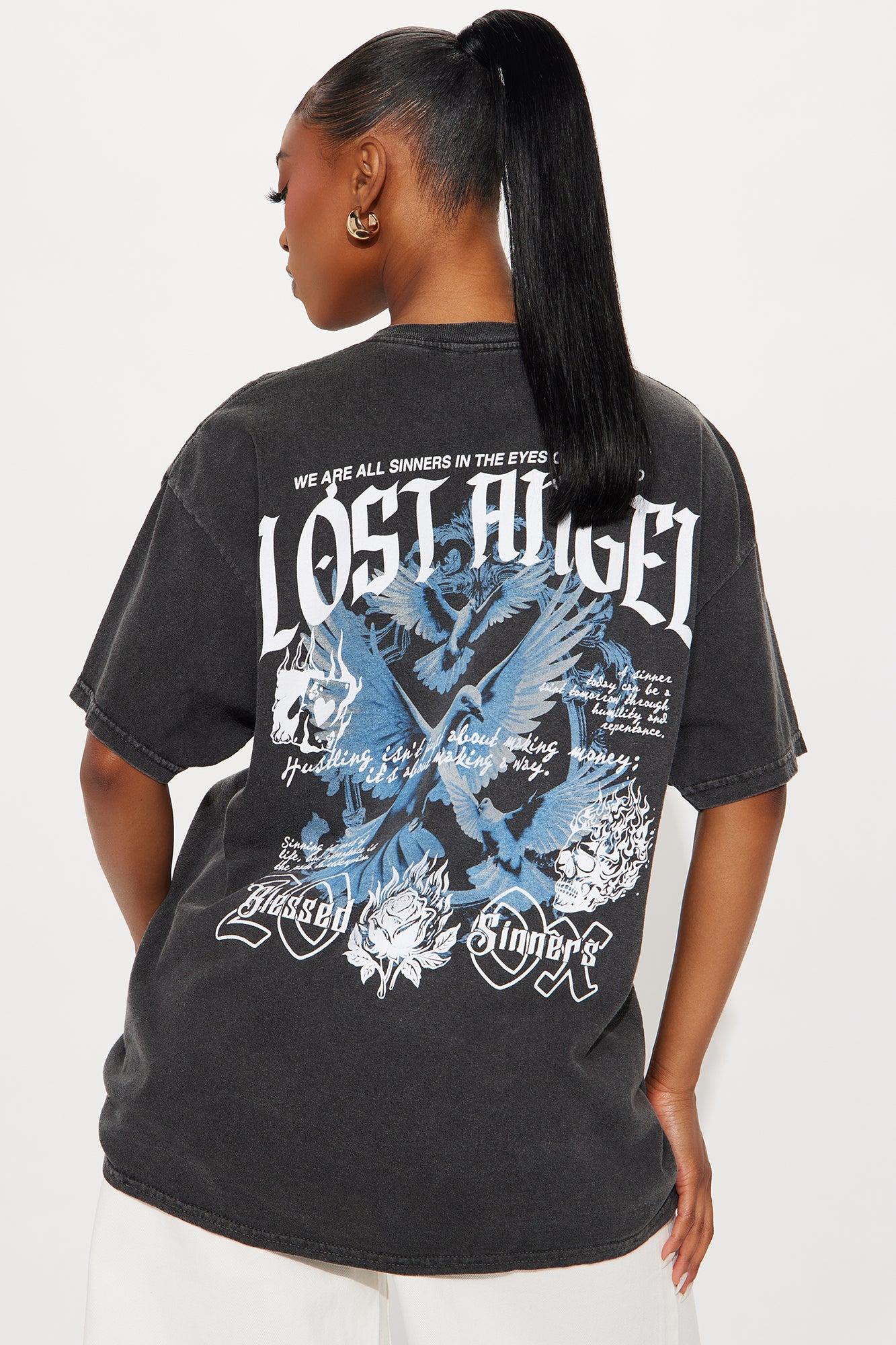 Lost Angel Washed Tee  - Black Wash Female Product Image