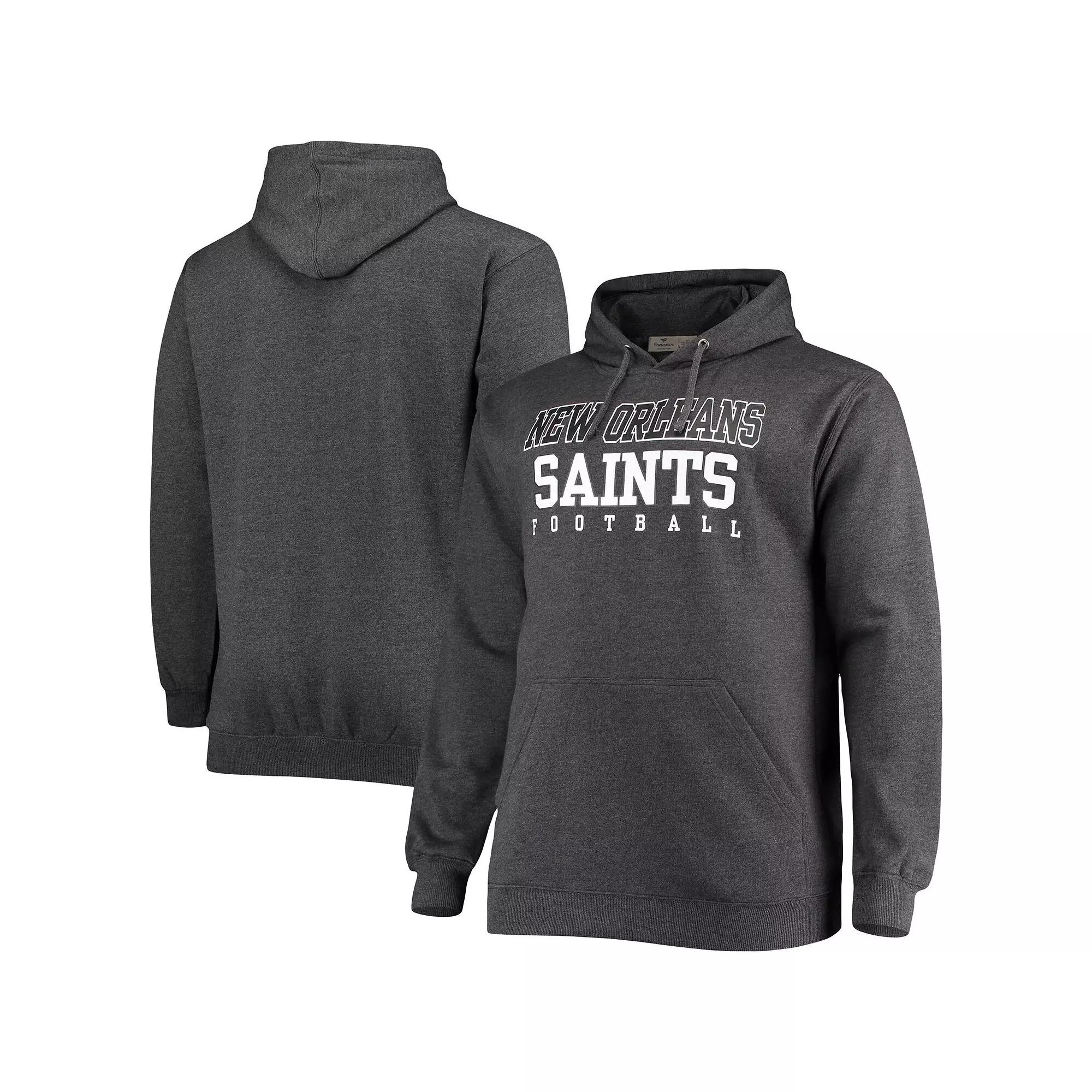 Men's Fanatics Branded Heathered Charcoal New Orleans Saints Big & Tall Practice Pullover Hoodie, Size: 5XB Product Image
