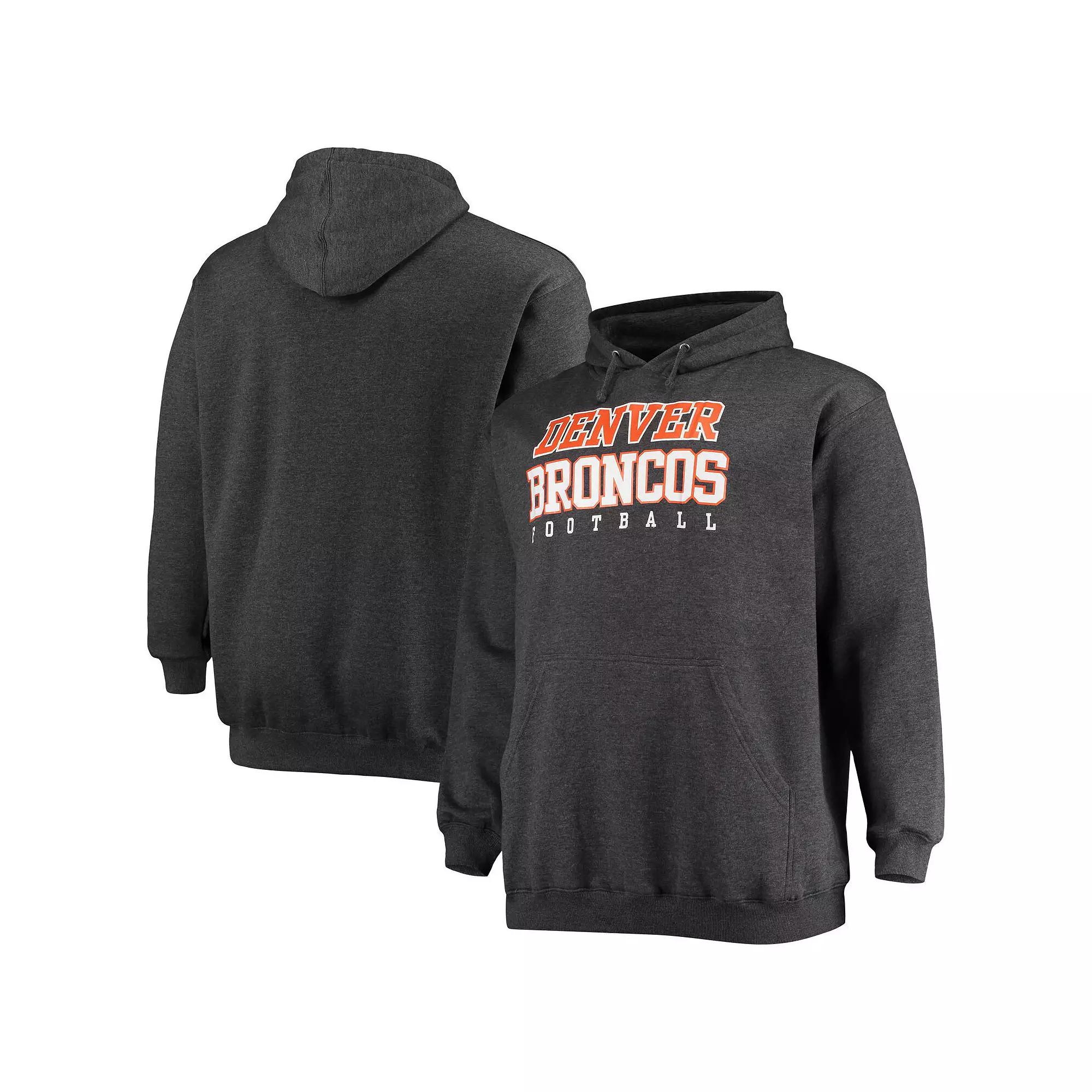 Men's Fanatics Branded Heathered Charcoal Denver Broncos Big & Tall Practice Pullover Hoodie, Size: 4XB Product Image