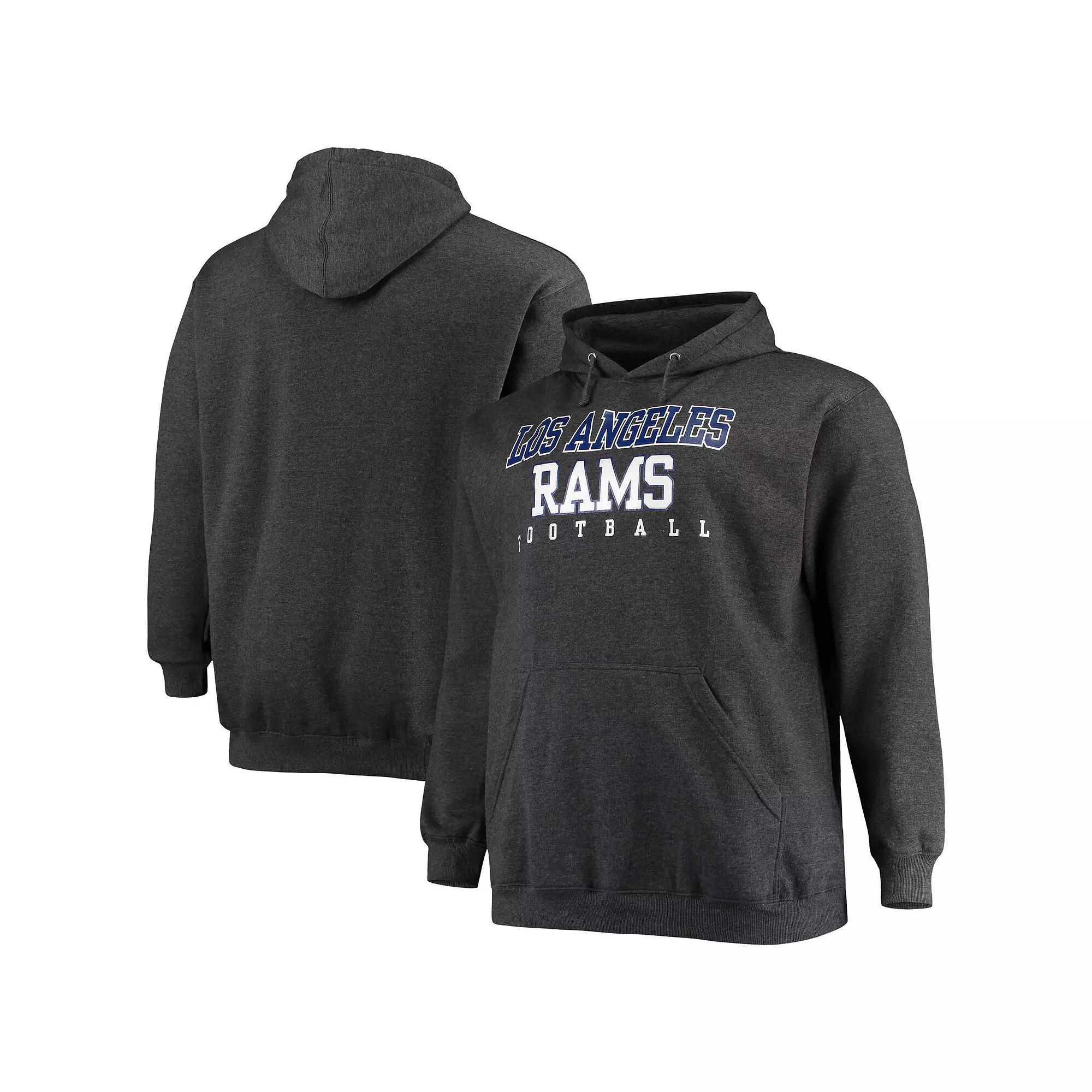 Men's Fanatics Branded Heathered Charcoal Los Angeles Rams Big & Tall Practice Pullover Hoodie,  Product Image