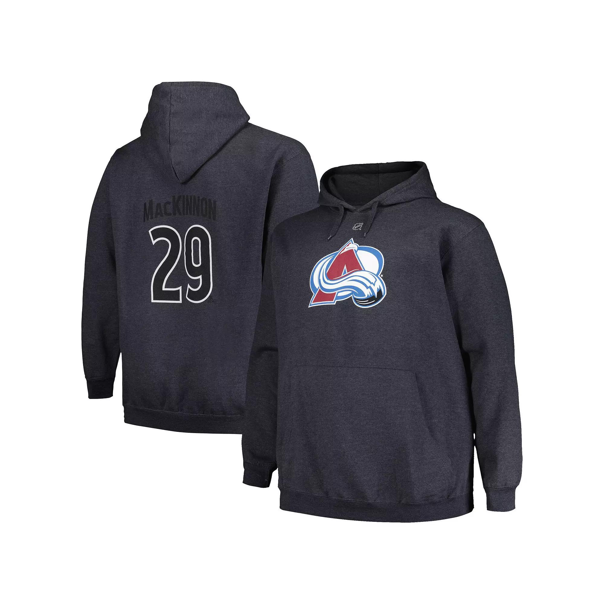 Men's Profile Nathan MacKinnon Charcoal Colorado Avalanche Big & Tall Name & Number Pullover Hoodie,  Product Image