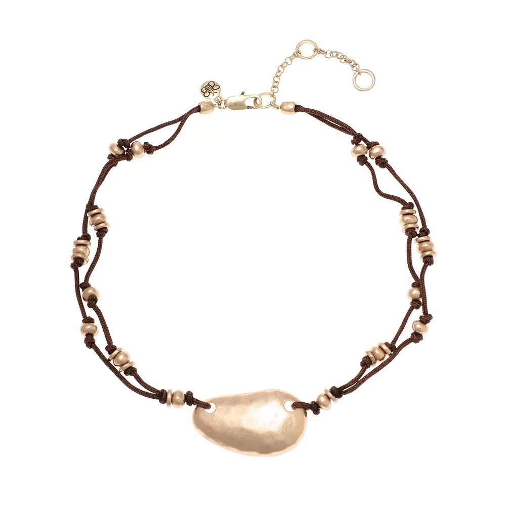 Bella Uno Metal Beaded Corded Frontal Necklace, Womens Silver Tone Product Image