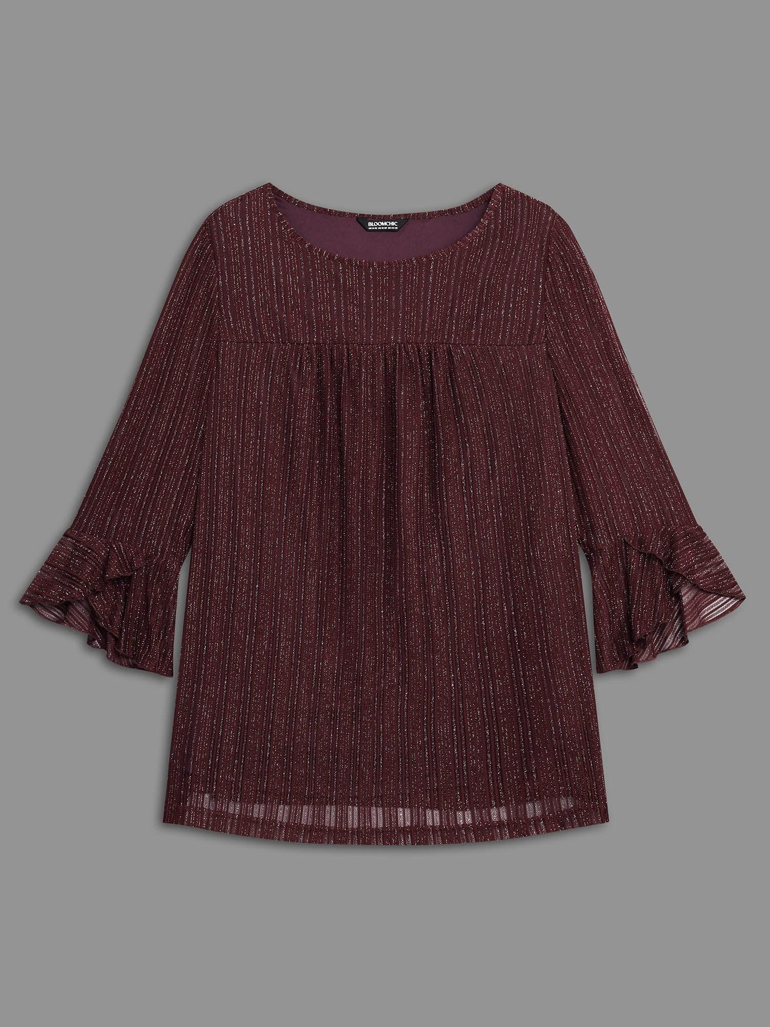 Glitter Gathered Patchwork Ruffles Top Female Product Image
