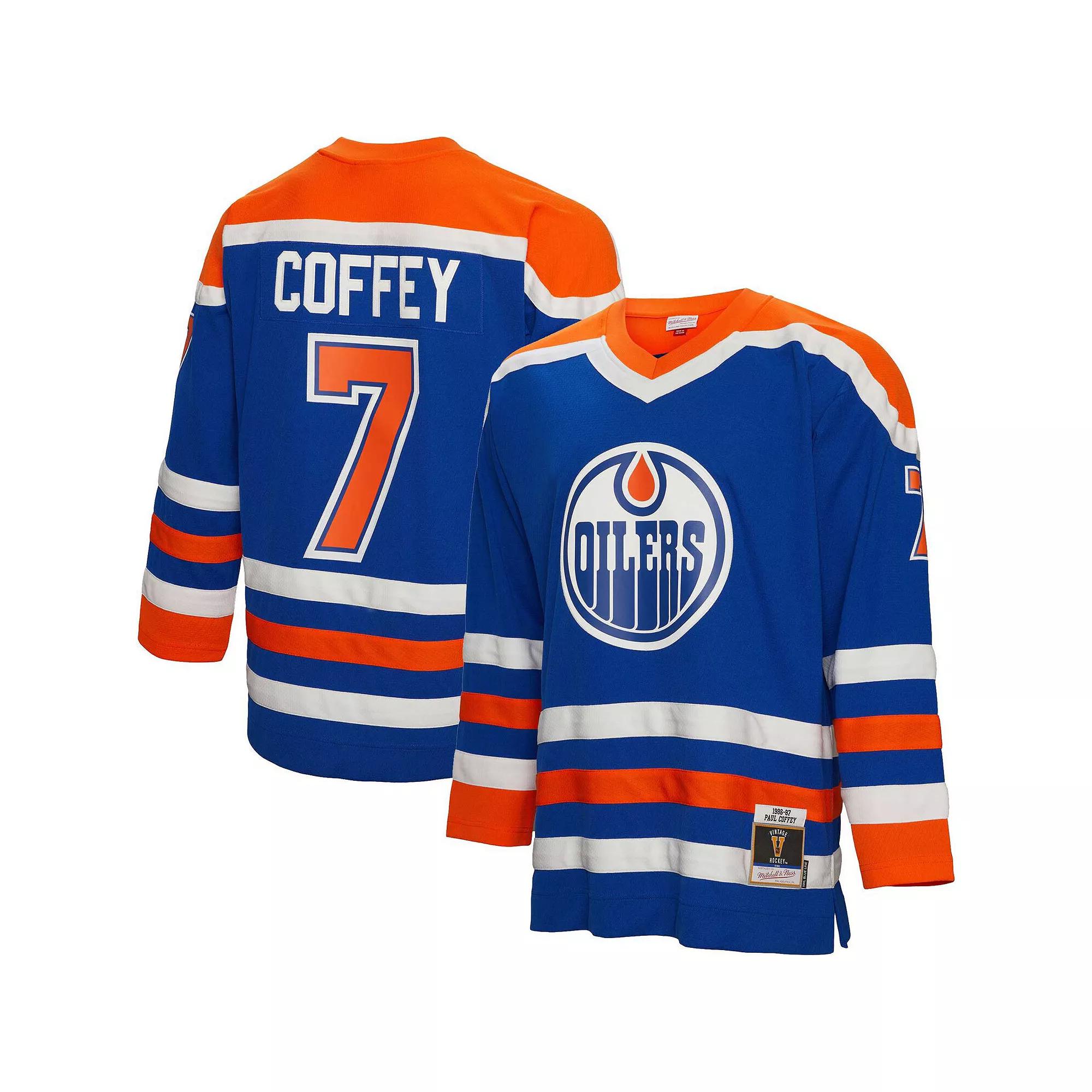 Men's Mitchell & Ness Paul Coffey Royal Edmonton Oilers 1986 Blue Line Player Jersey, Size: XL, Oil Blue Product Image