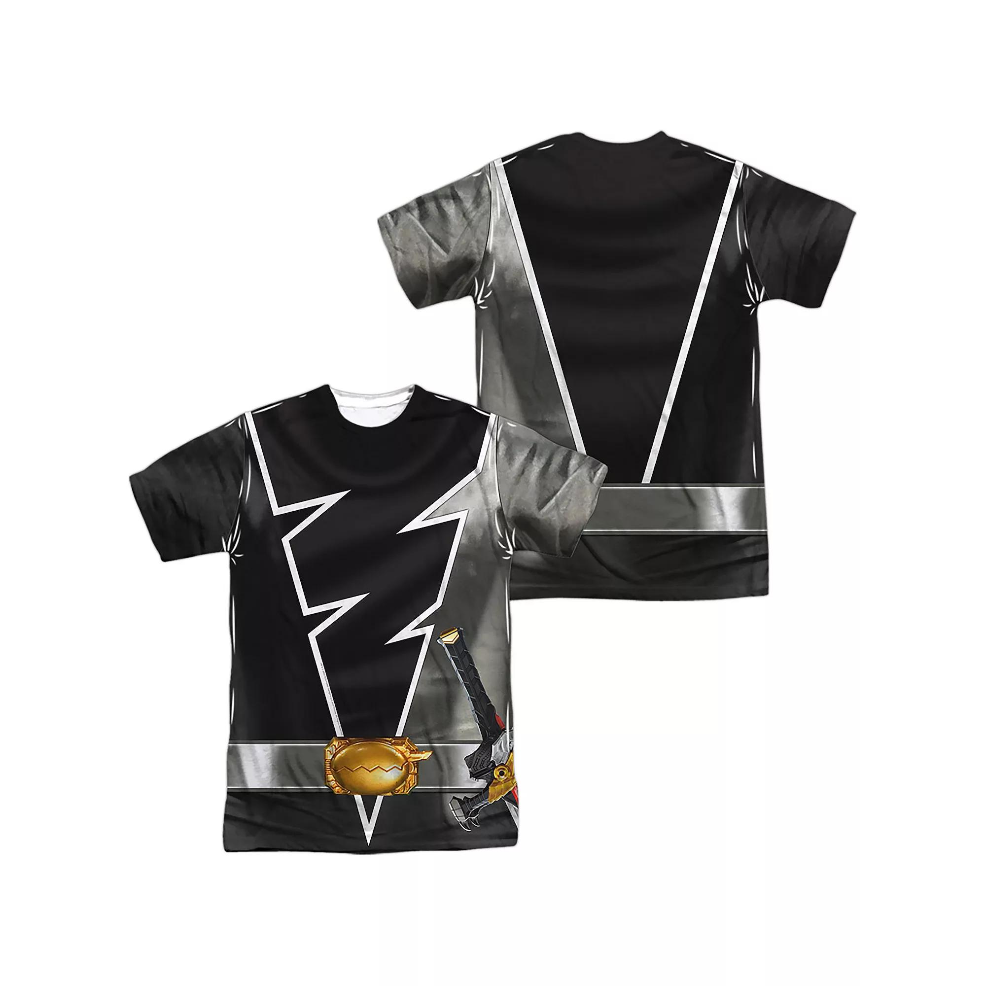 Men's Power Rangers: Dino Fury Black Ranger Costume Sublimated Graphic Tee, Size: XL Product Image