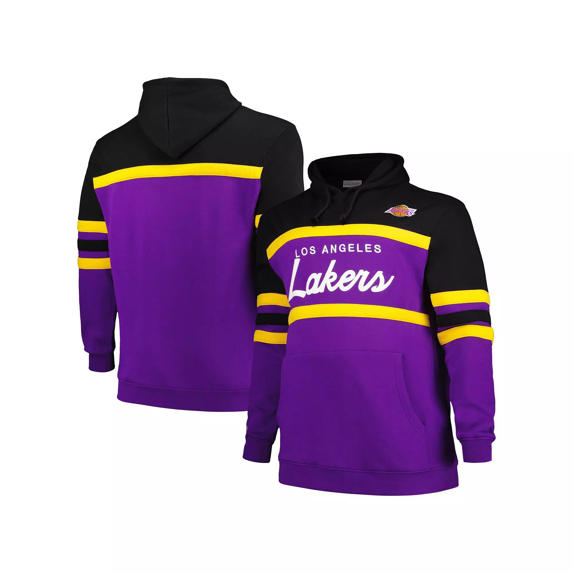 Men's Mitchell & Ness Black Los Angeles Lakers Big & Tall Hardwood Classics Head Coach Pullover Hoodie,  Product Image