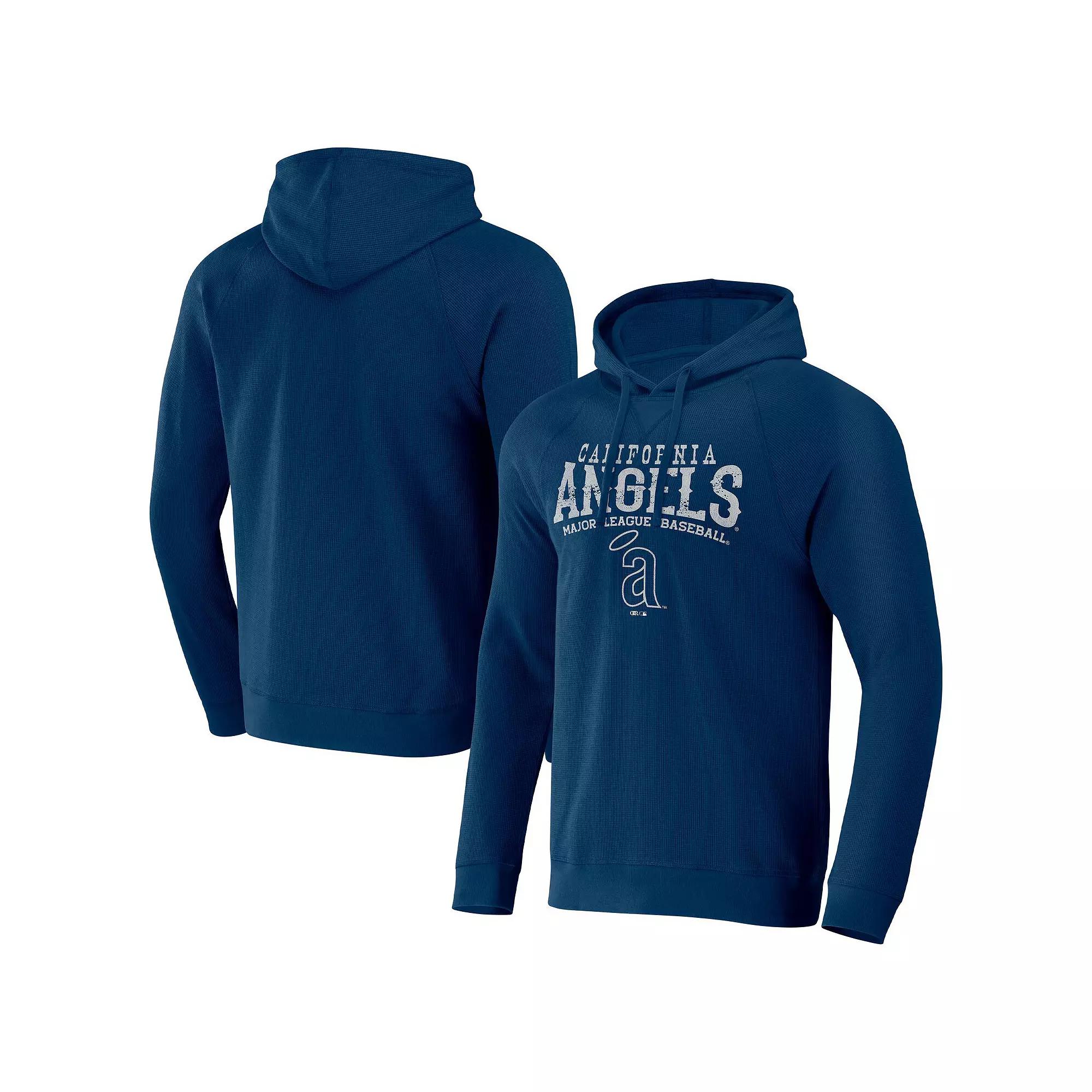 Men's Darius Rucker Collection by Fanatics  Navy California Angels Waffle-Knit Raglan Pullover Hoodie, Size: Small, Mlb Blue Product Image