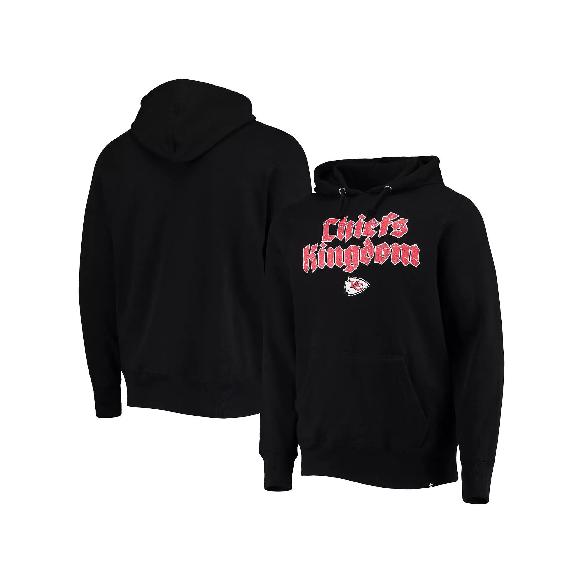 Men's '47 Black Kansas City Chiefs Wordmark Regional Headline Pullover Hoodie, Size: Large Product Image