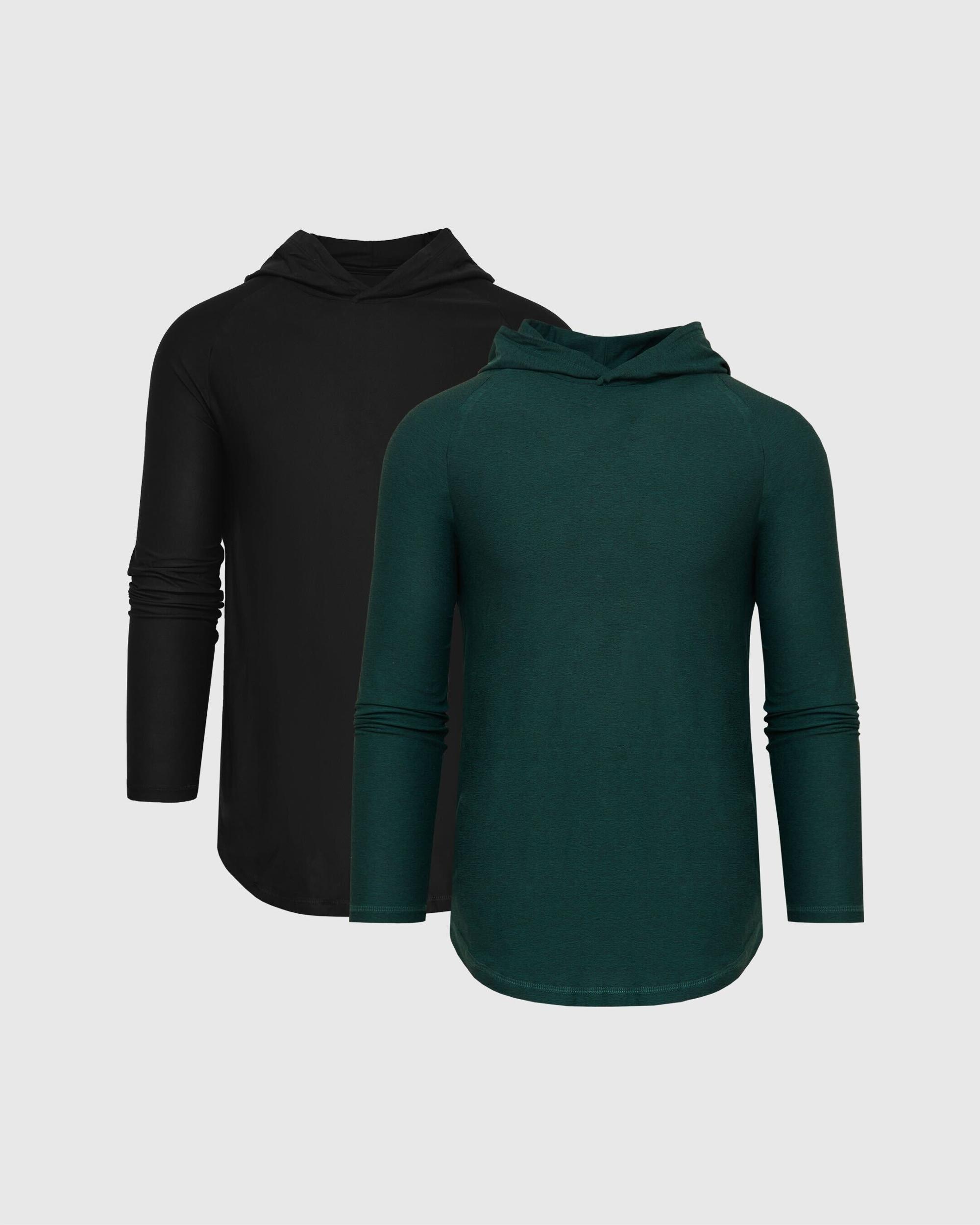 Black & Charcoal Gray Active Long Sleeve Hoodie 2-Pack Product Image