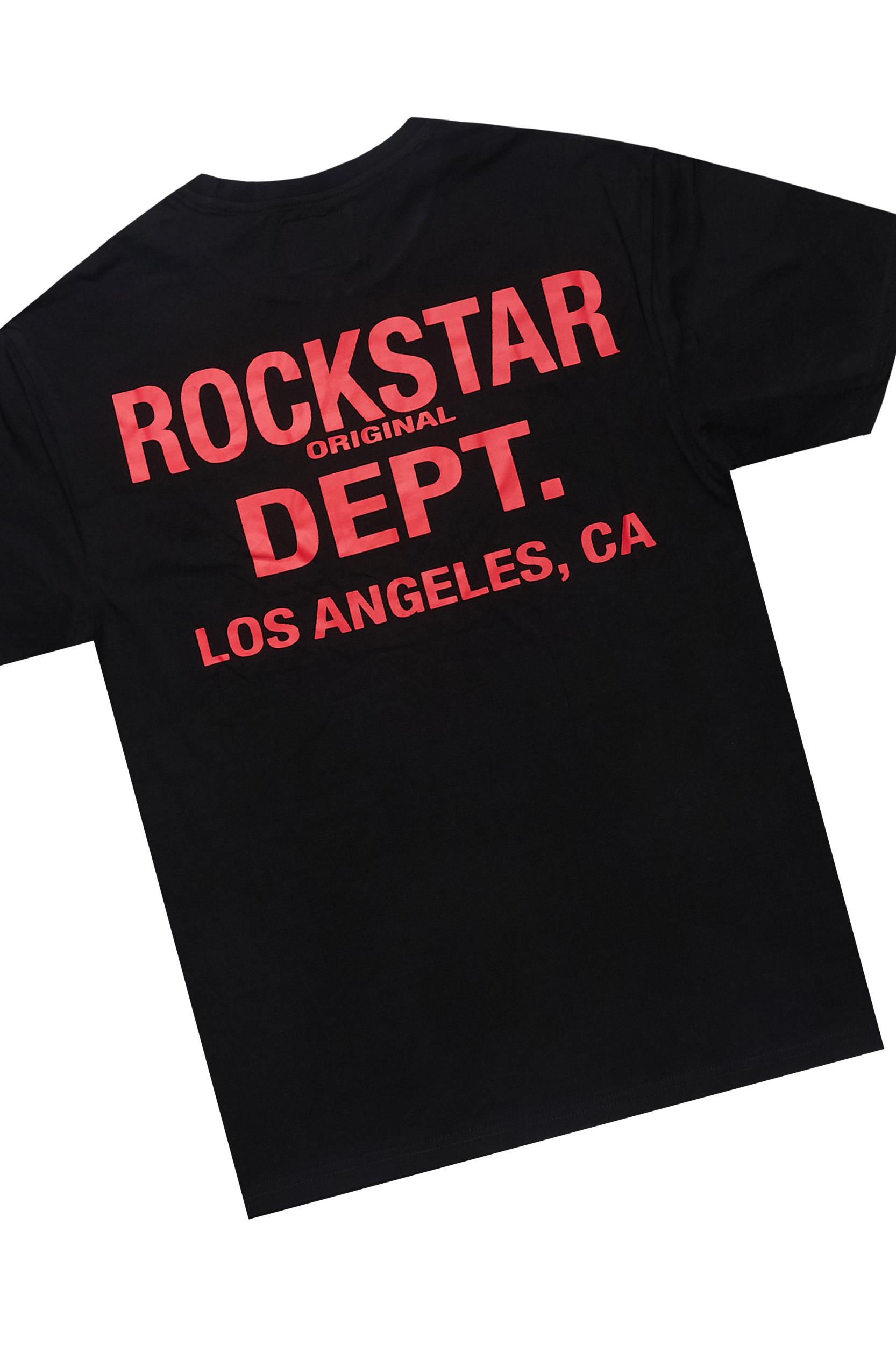 Akos Black/Red T-Shirt/Denim Short Set Male Product Image