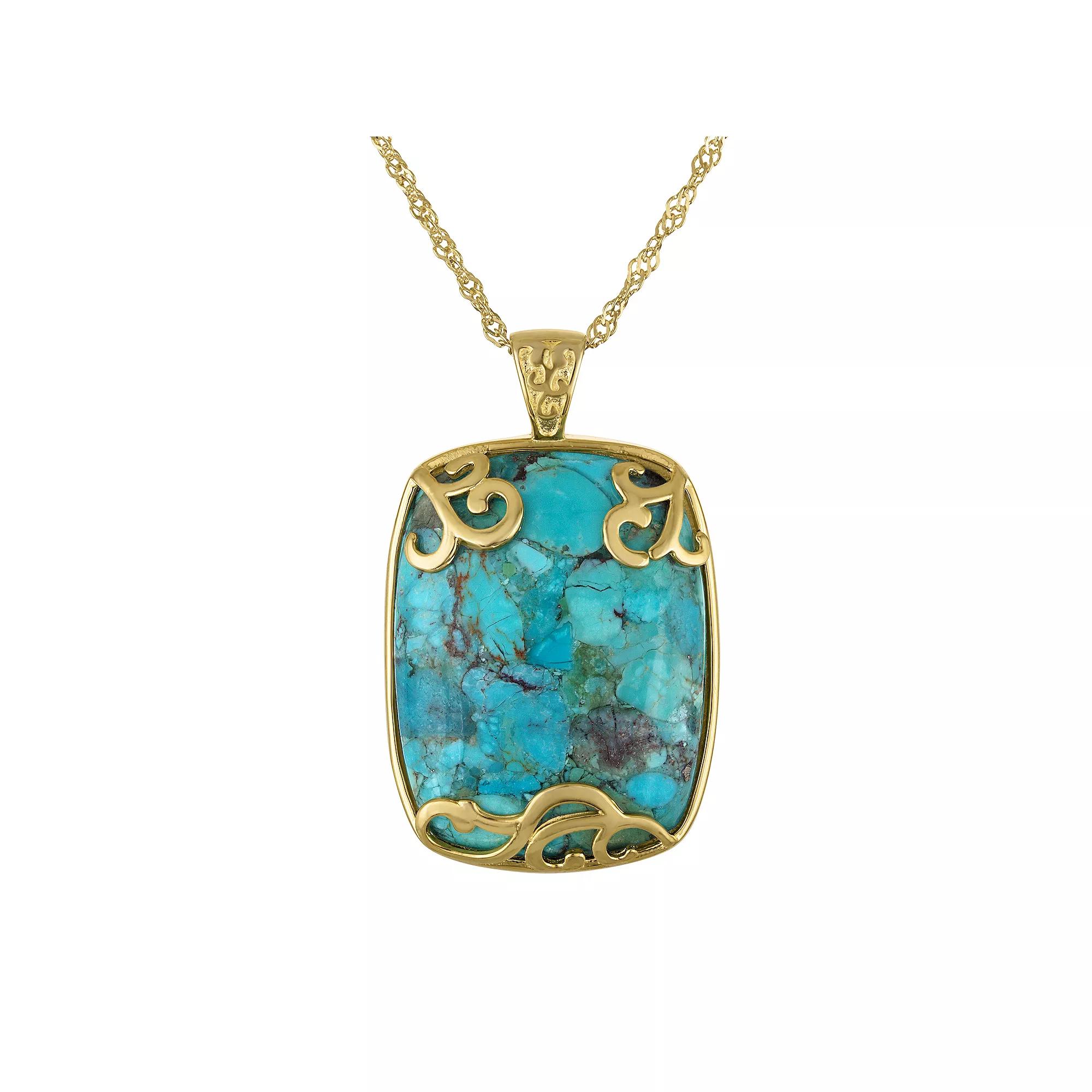 Designs by Gioelli Gold Over Sterling Silver Copper Turquoise Pendant Necklace, Womens Gold Tone Product Image