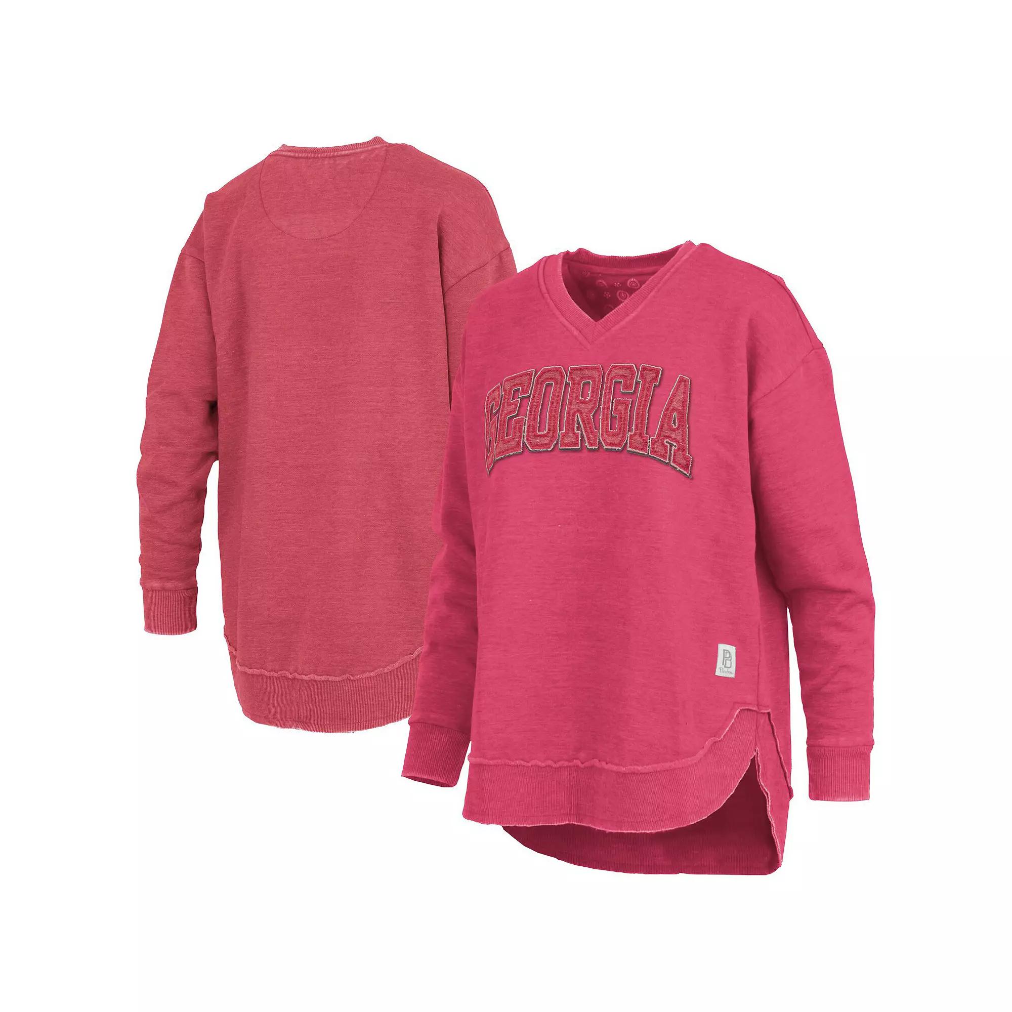 Women's Pressbox Red Georgia Bulldogs Westin Poncho V-Neck Pullover Sweatshirt,  Product Image