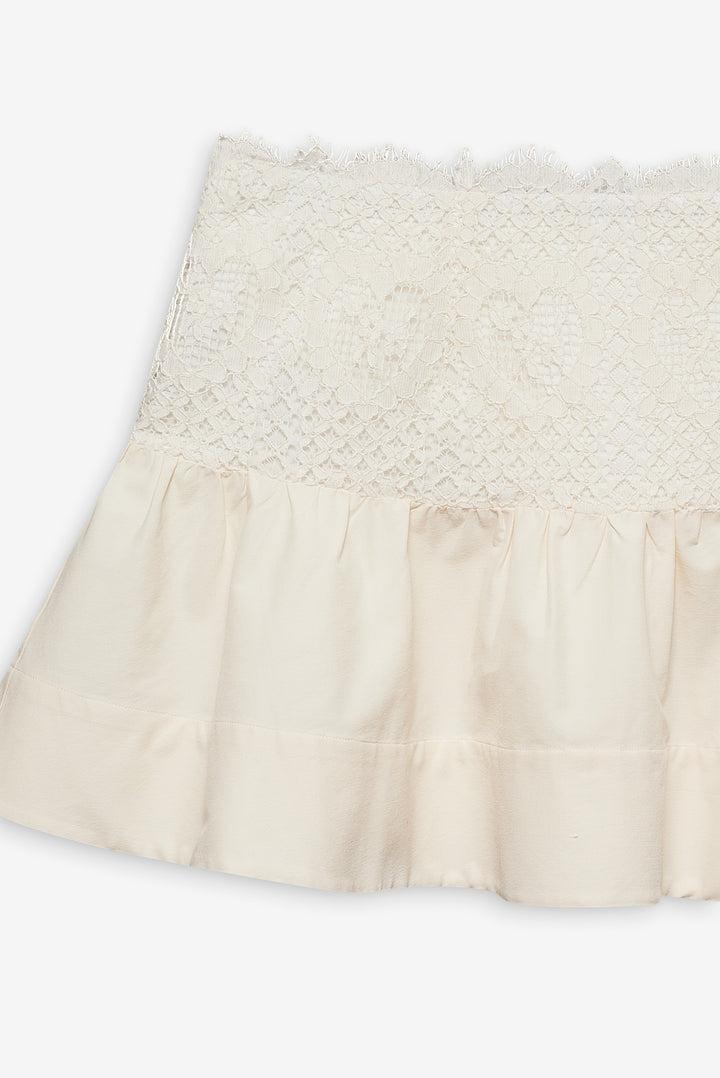 Doily Lace Mini Skirt — Cream Product Image