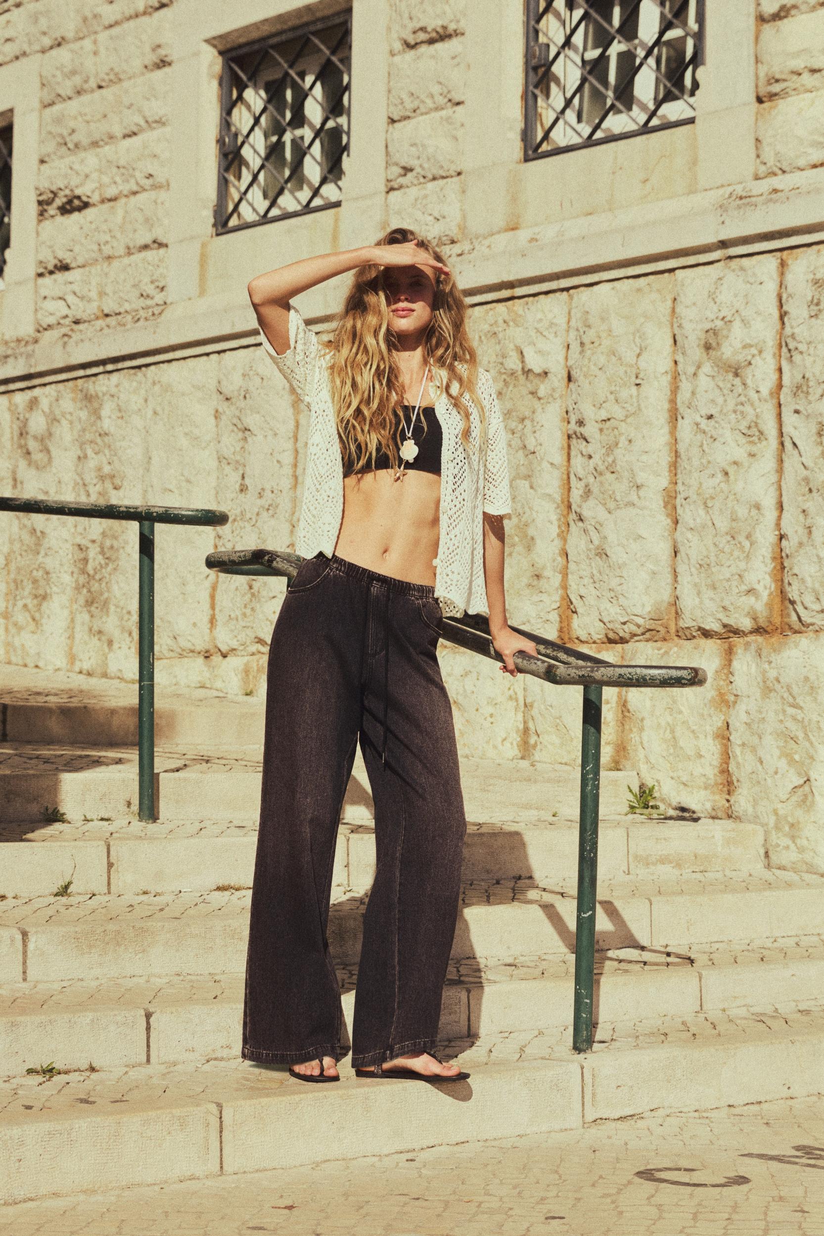 Denim Drawstring Pants Product Image