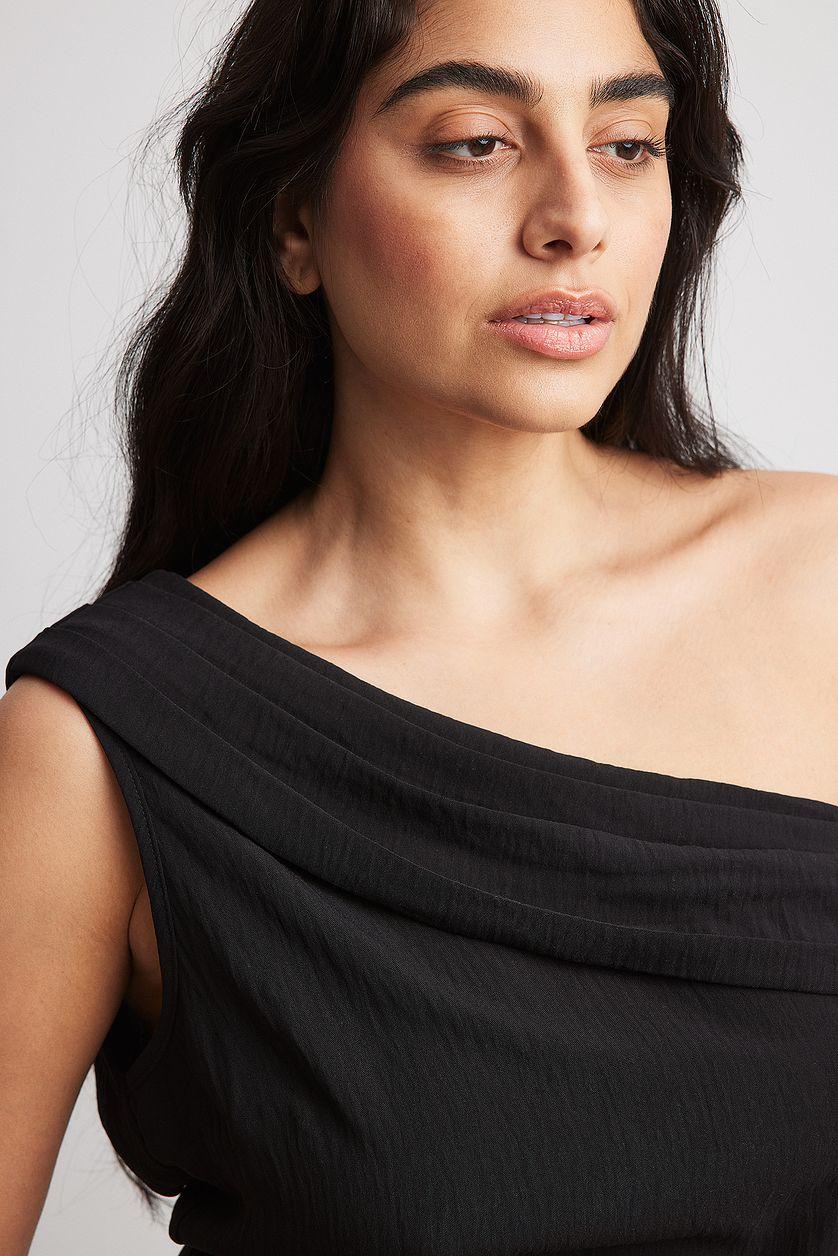 One Shoulder Draped Midi Dress Product Image