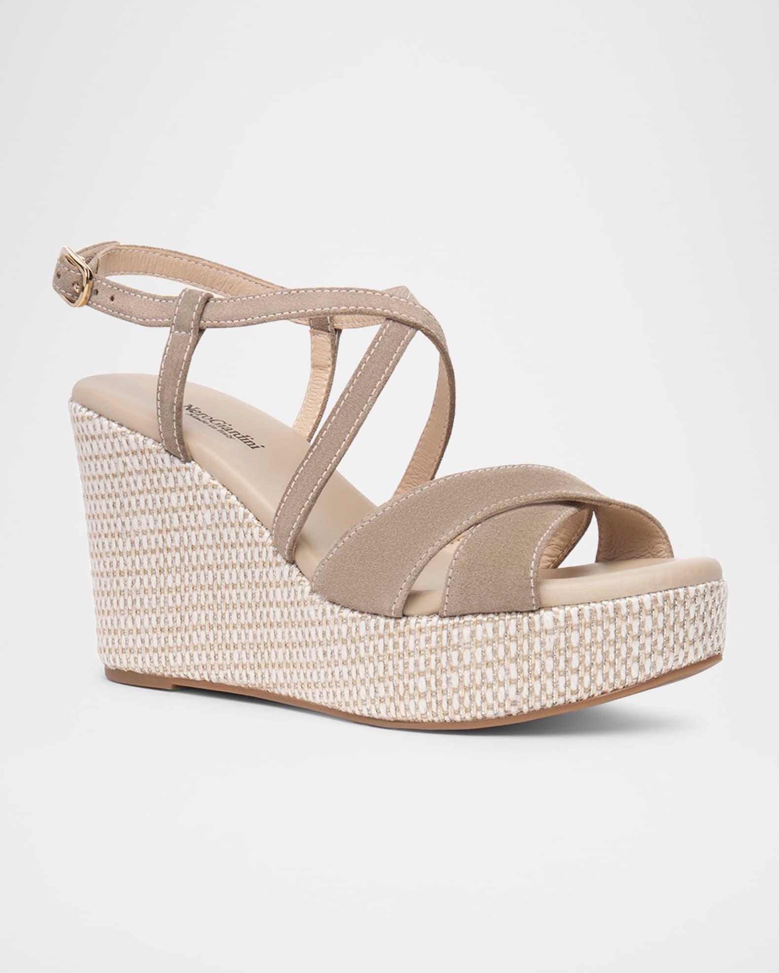 Suede Crisscross Wedge Platform Sandals Product Image