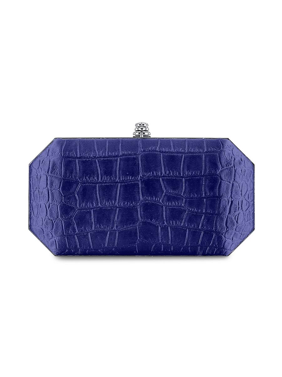 Womens Perry Clutch in Stamped Satin with Silver Hardware Product Image