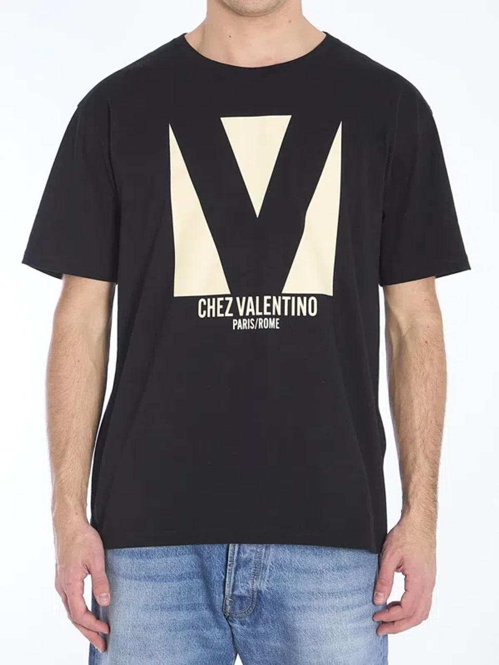 VALENTINO Crew Neck Short Sleeves T-shirts In Black Product Image