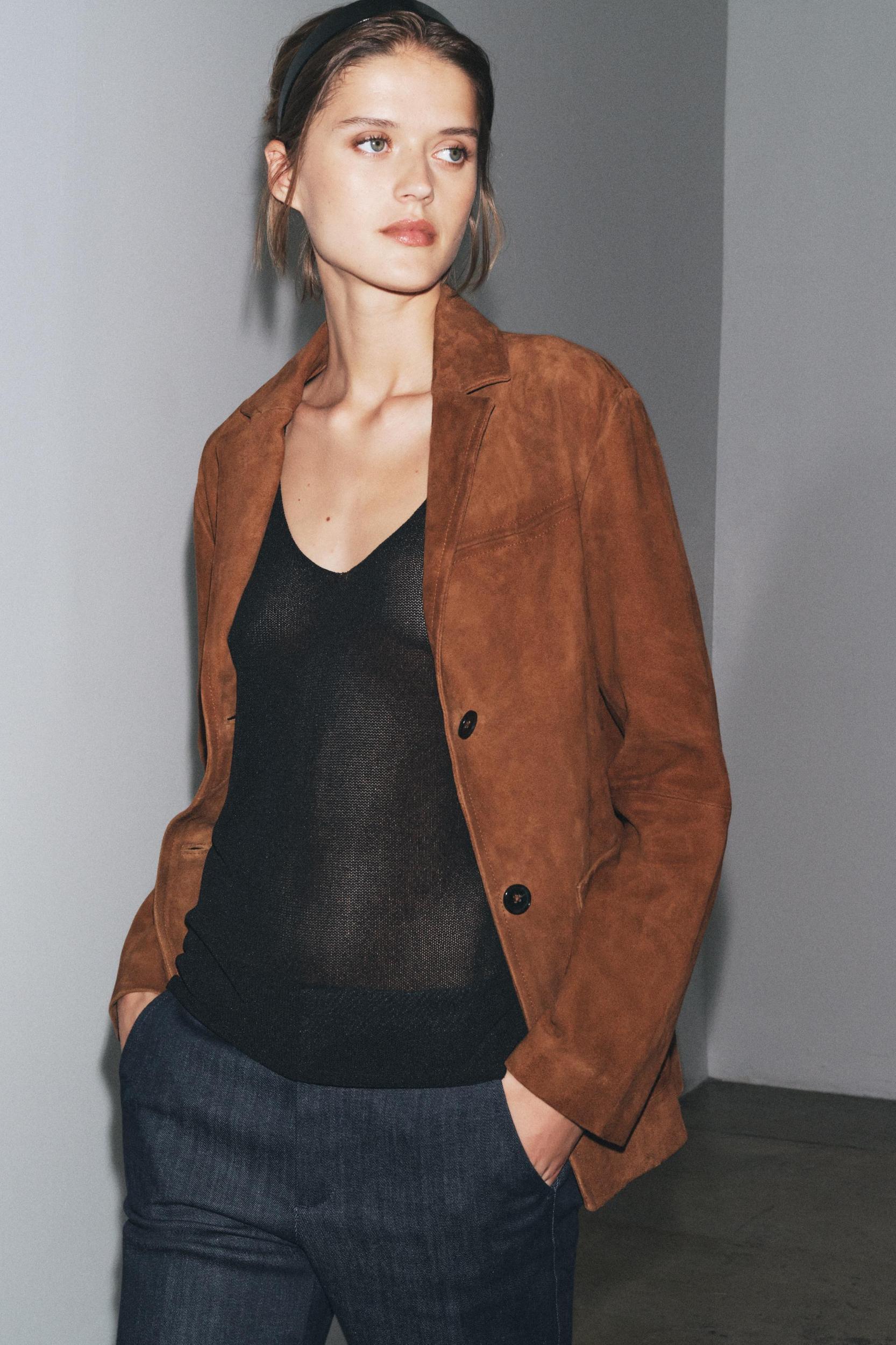 100% SUEDE OVERSIZE BLAZER ZW COLLECTION LIMITED EDITION Product Image