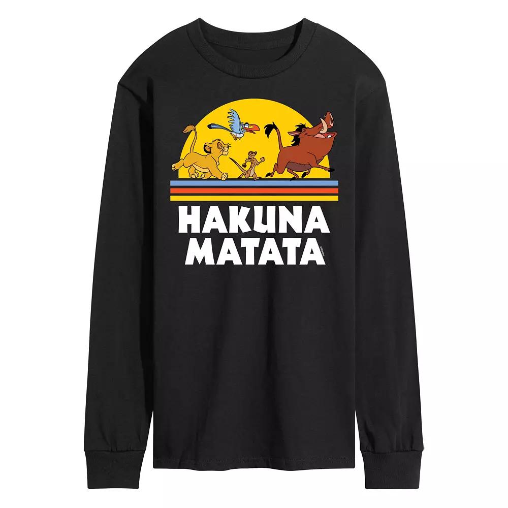 Disney's The Lion King Men's Hakuna Matata Sunset Long Sleeve Graphic Tee,  Product Image
