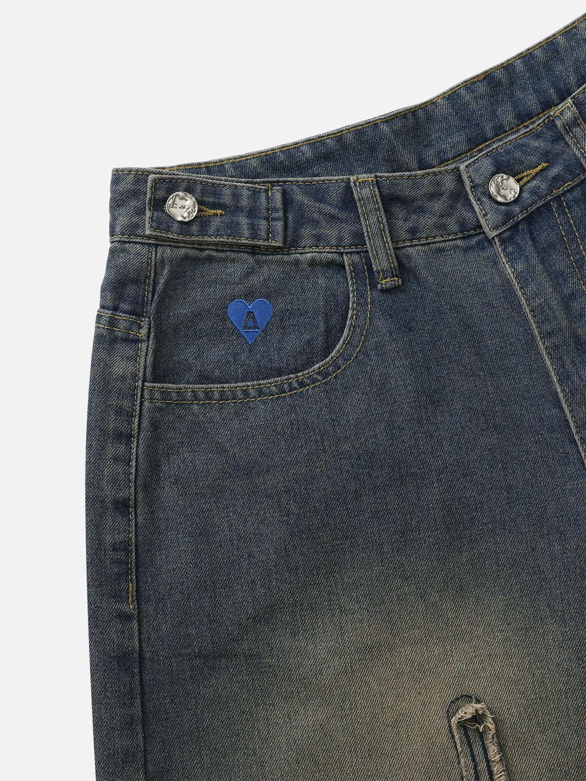 Aelfric Eden Flame Applique Embroidery Longline Jorts Product Image