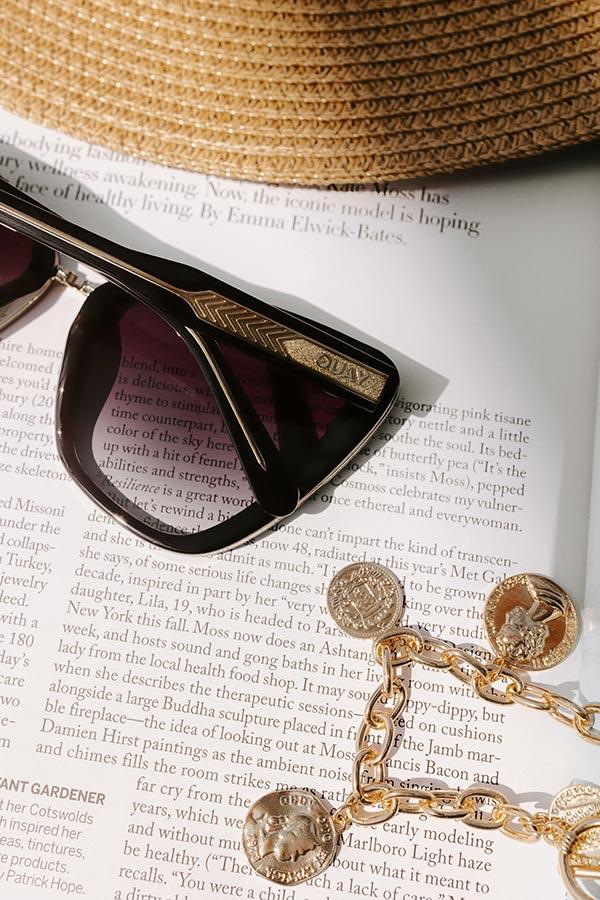 Quay All Talk Oversized Cat Eye Sunnies in Black Product Image