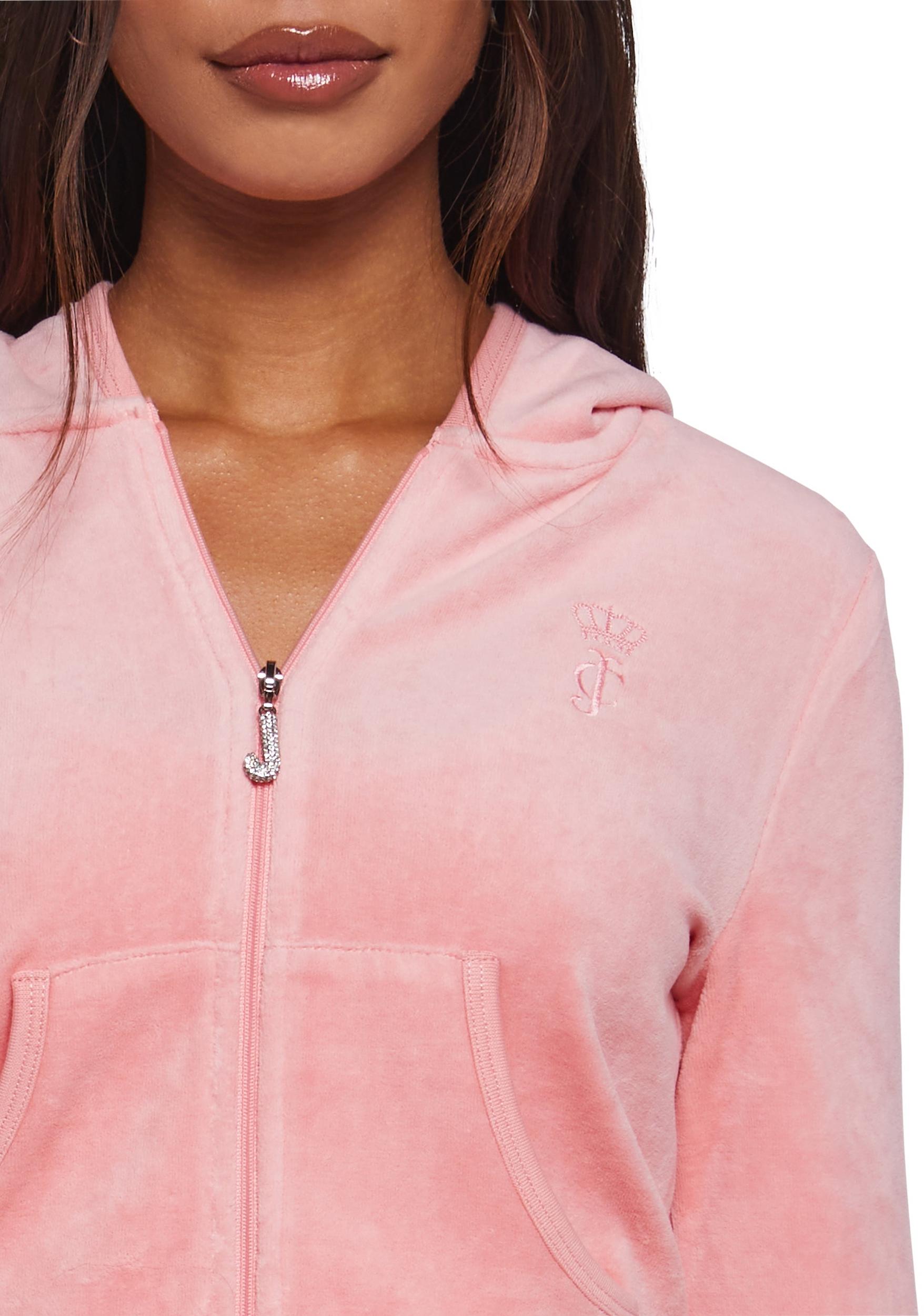 Juicy Couture Crown Heritage Cotton Velour Hoodie - Pink Product Image