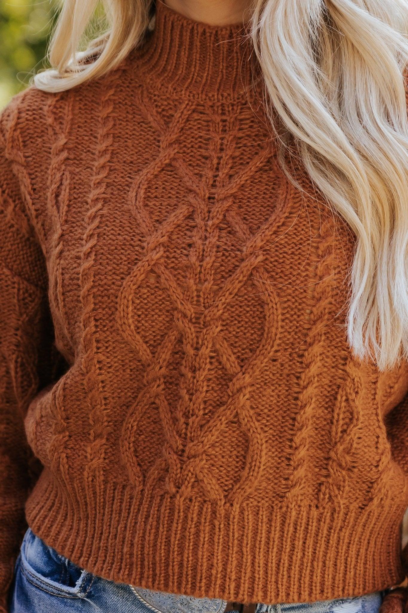 Fall Fest Cable Knit Sweater - Burnt Orange - FINAL SALE Product Image