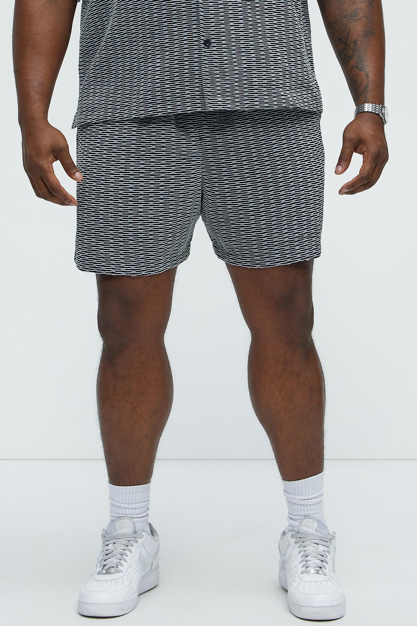 Textured Chenille Pattern Shorts - Black/White Product Image